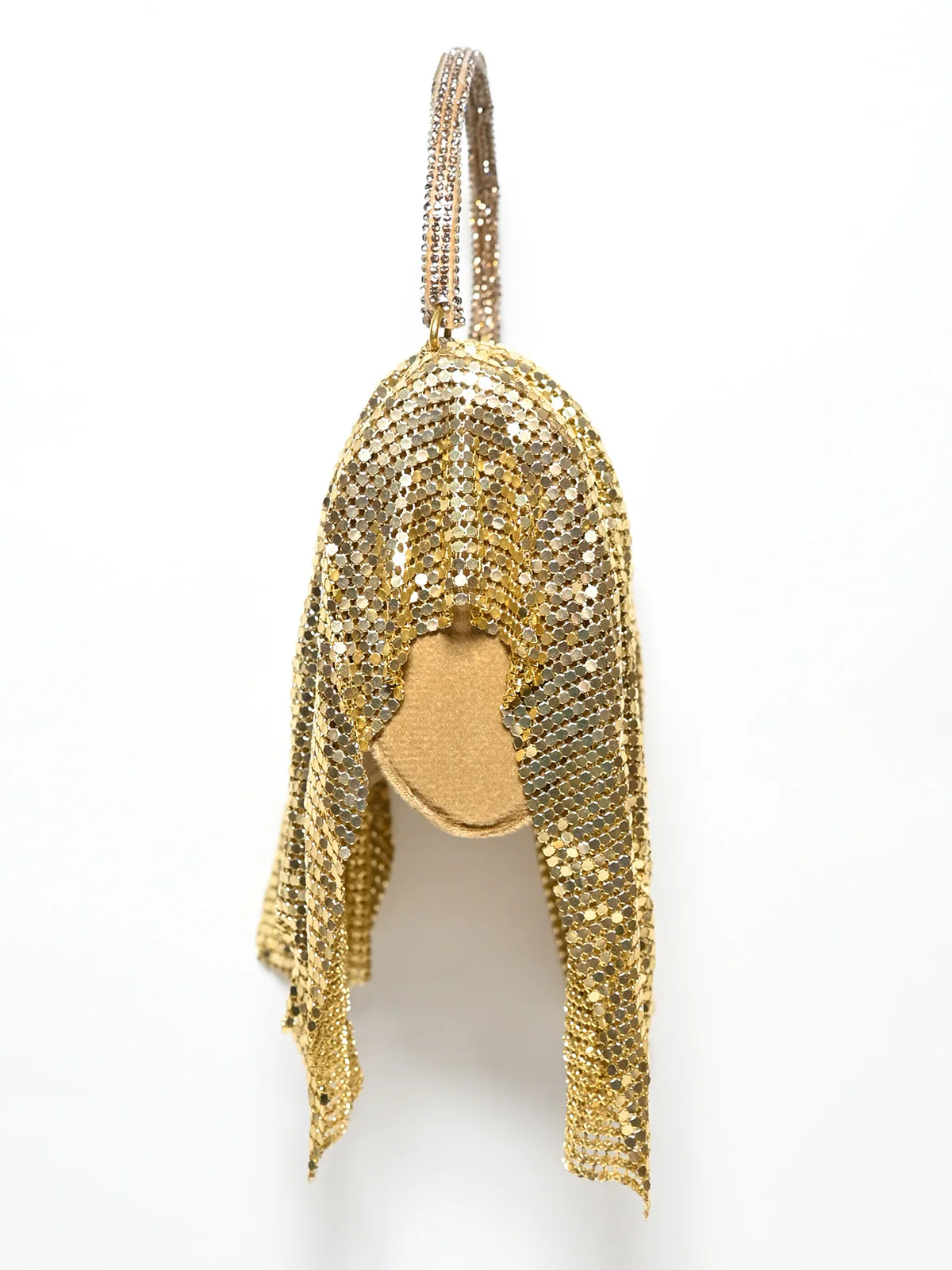 Odette Golden Suede Sequence Embellished Clutch For Women - Image 3