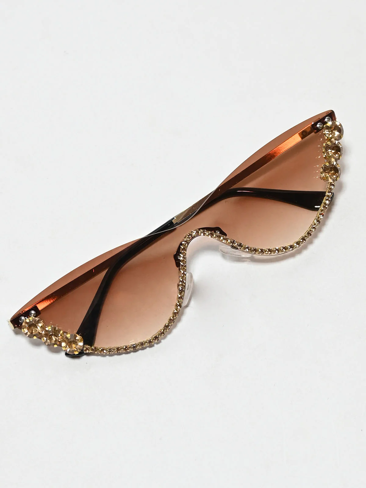 Odette Golden Synthetic Metal Embellished Sunglasses For Women - Image 2