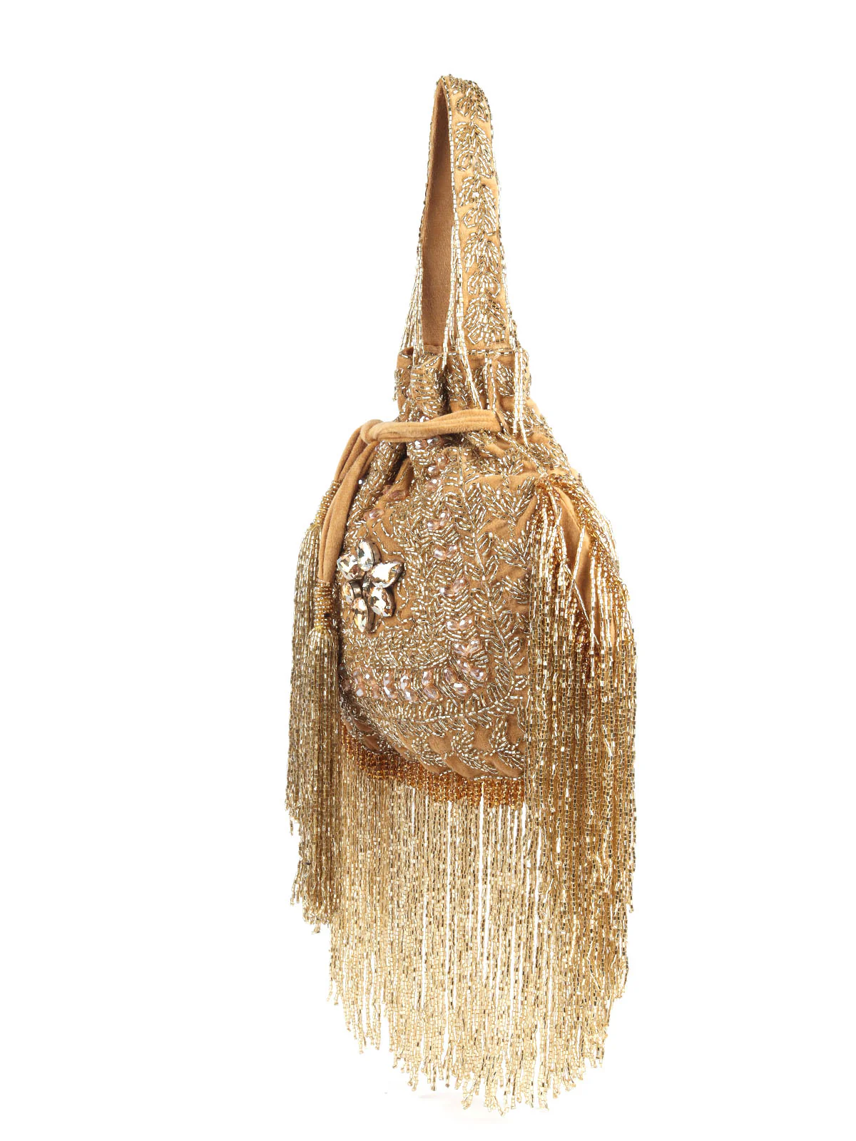 Odette Gold Tasseled Bridal Potli Bag For Women - Image 4