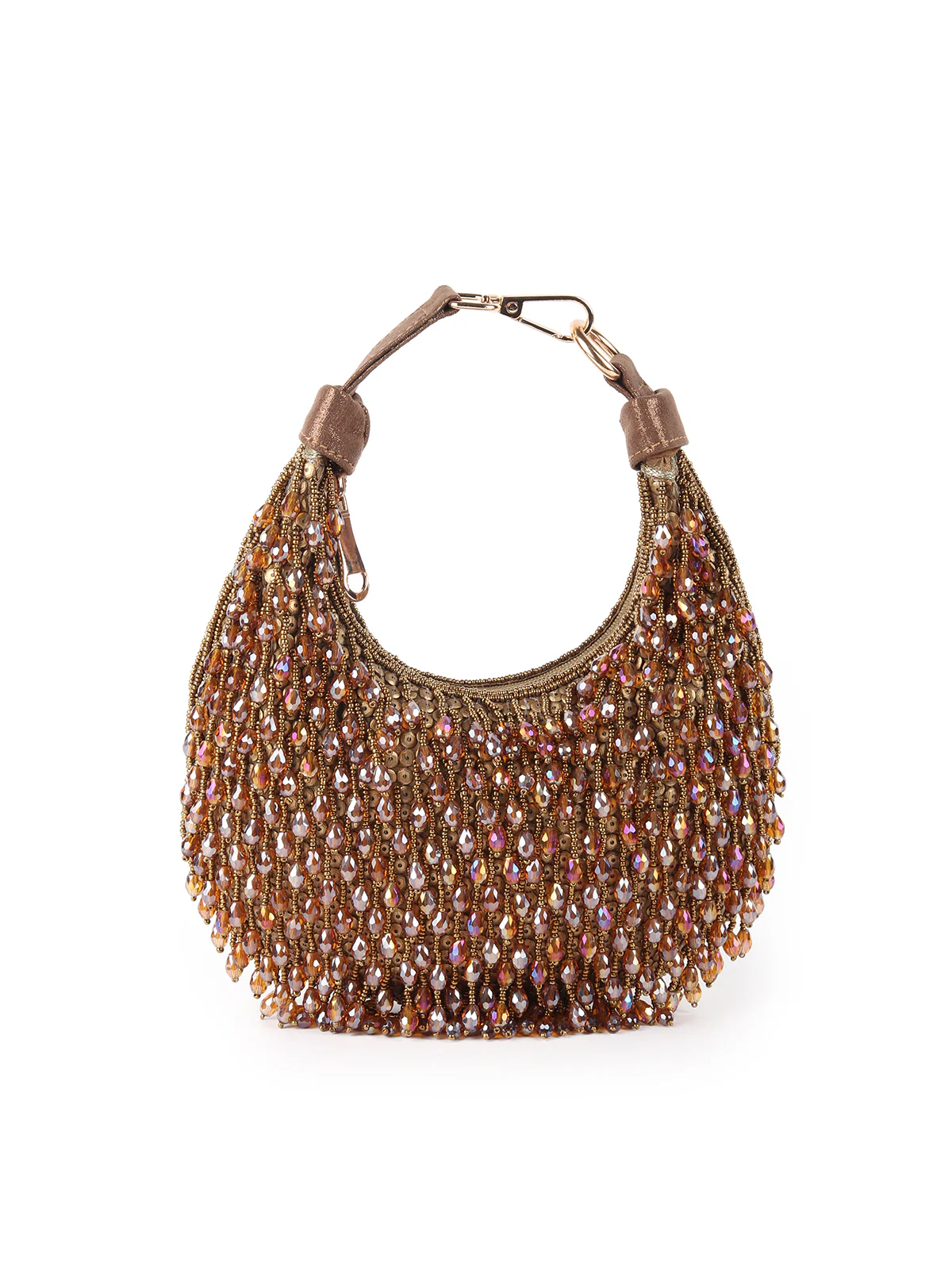 Odette Golden Tasseled Moon Clutch For Women - Image 3