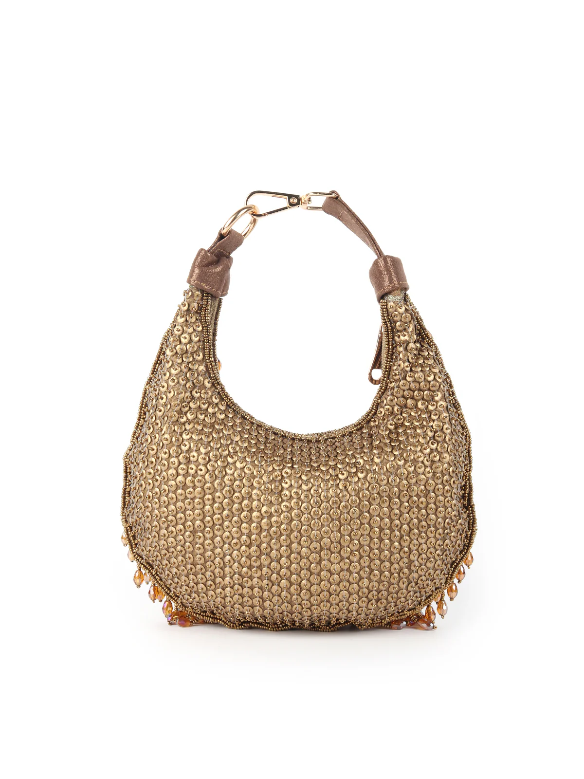 Odette Golden Tasseled Moon Clutch For Women - Image 5