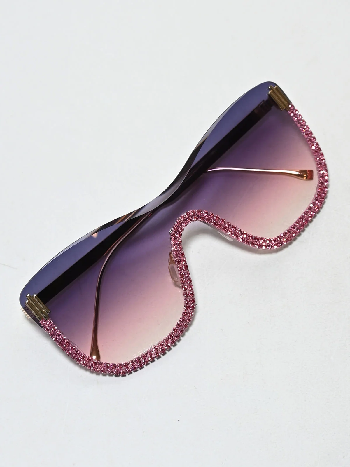 Odette Golden Zink Alloy Embellished Sunglasses For Women - Image 3