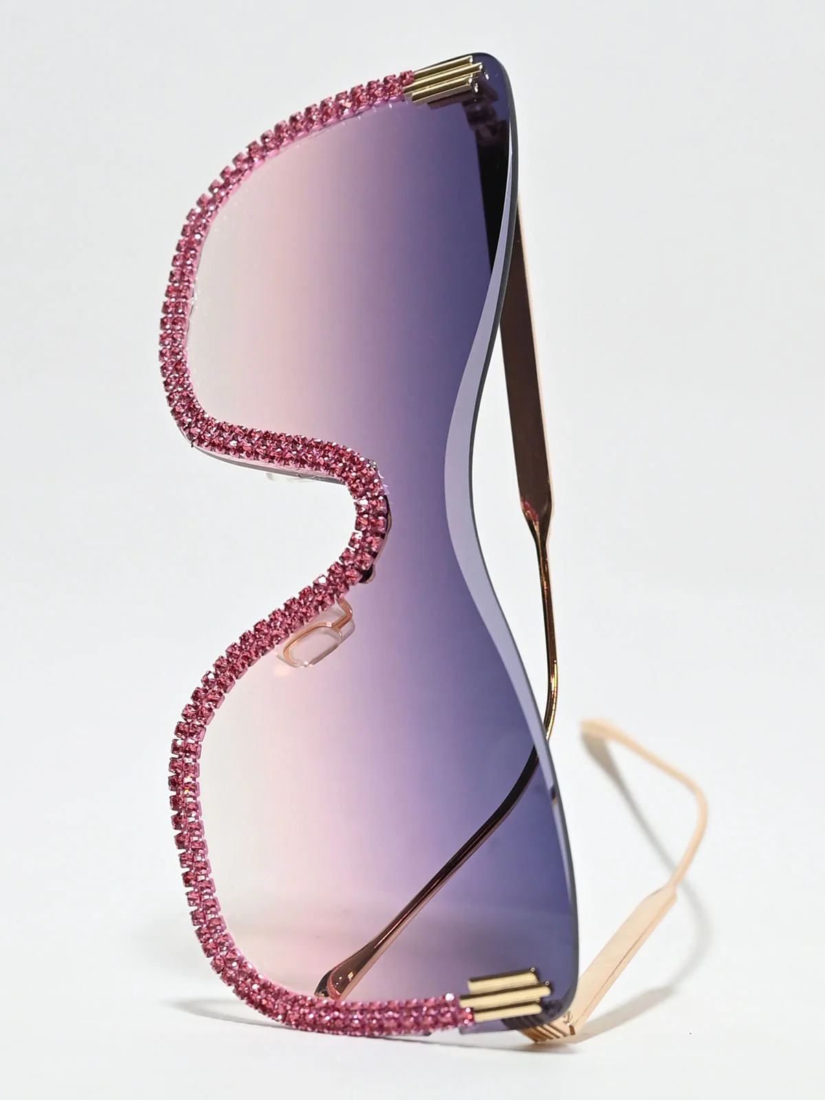 Odette Golden Zink Alloy Embellished Sunglasses For Women - Image 4