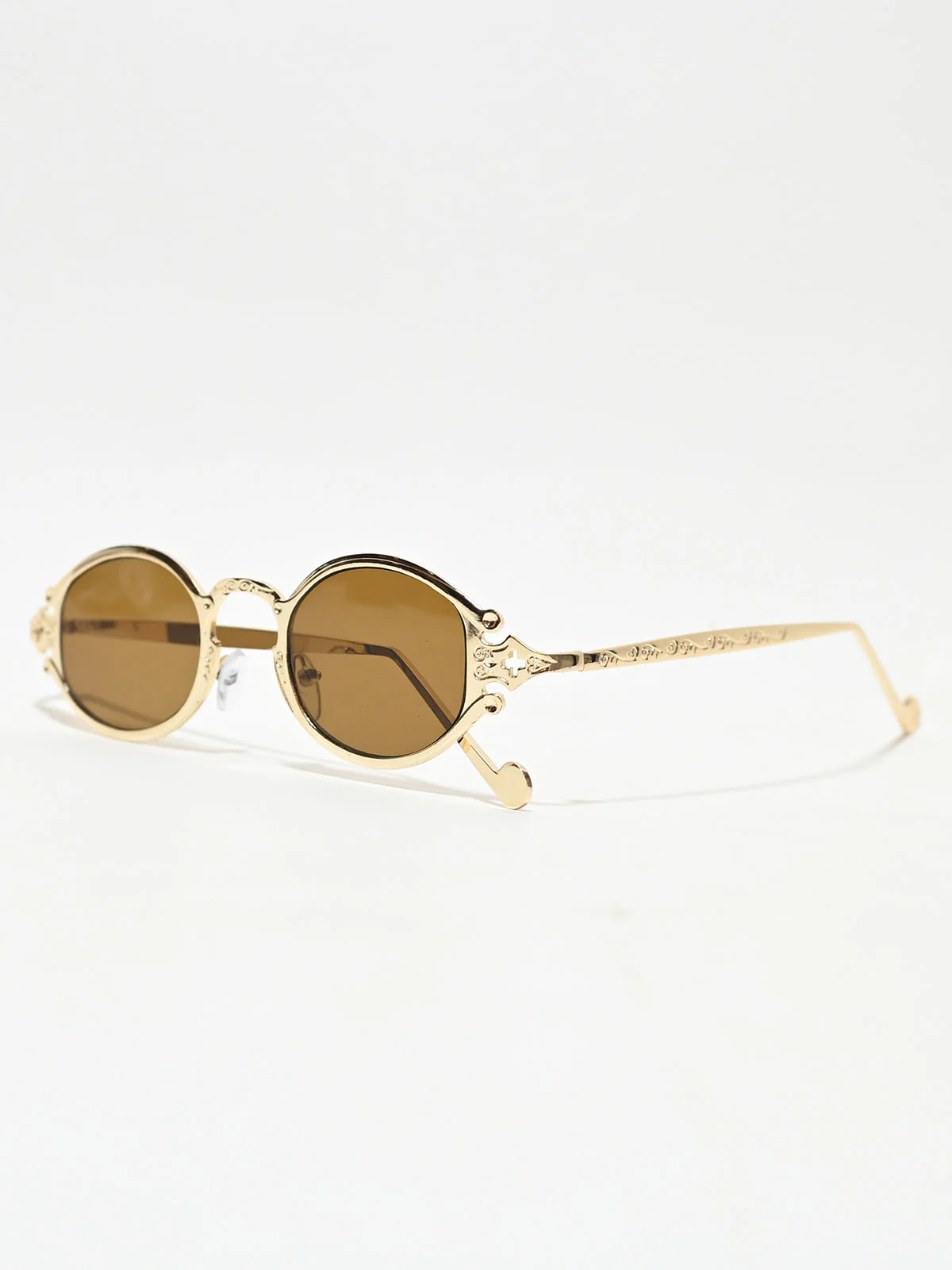 Odette Golden Zink Alloy Self Design Sunglasses For Women - Image 4