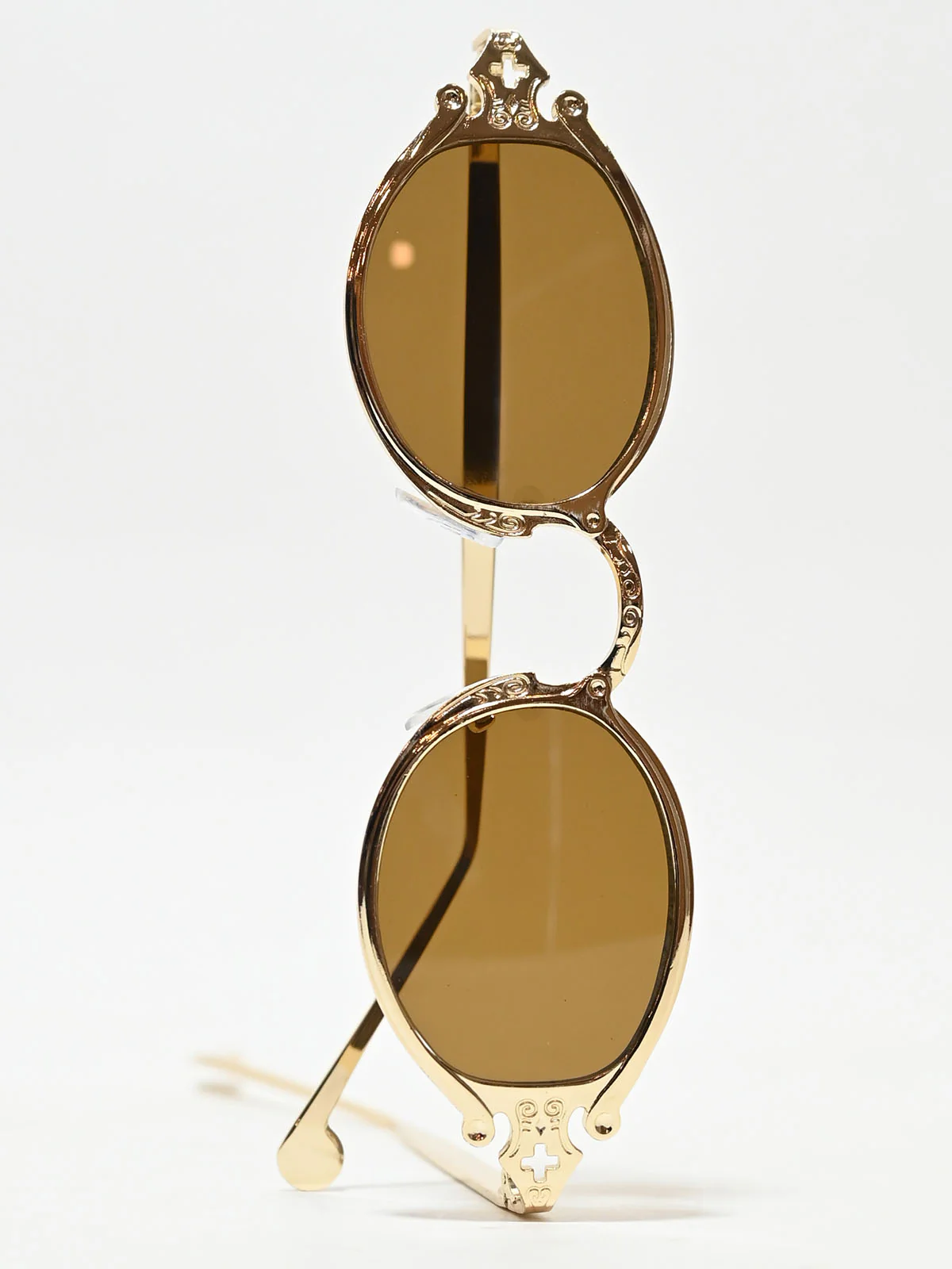 Odette Golden Zink Alloy Self Design Sunglasses For Women - Image 5