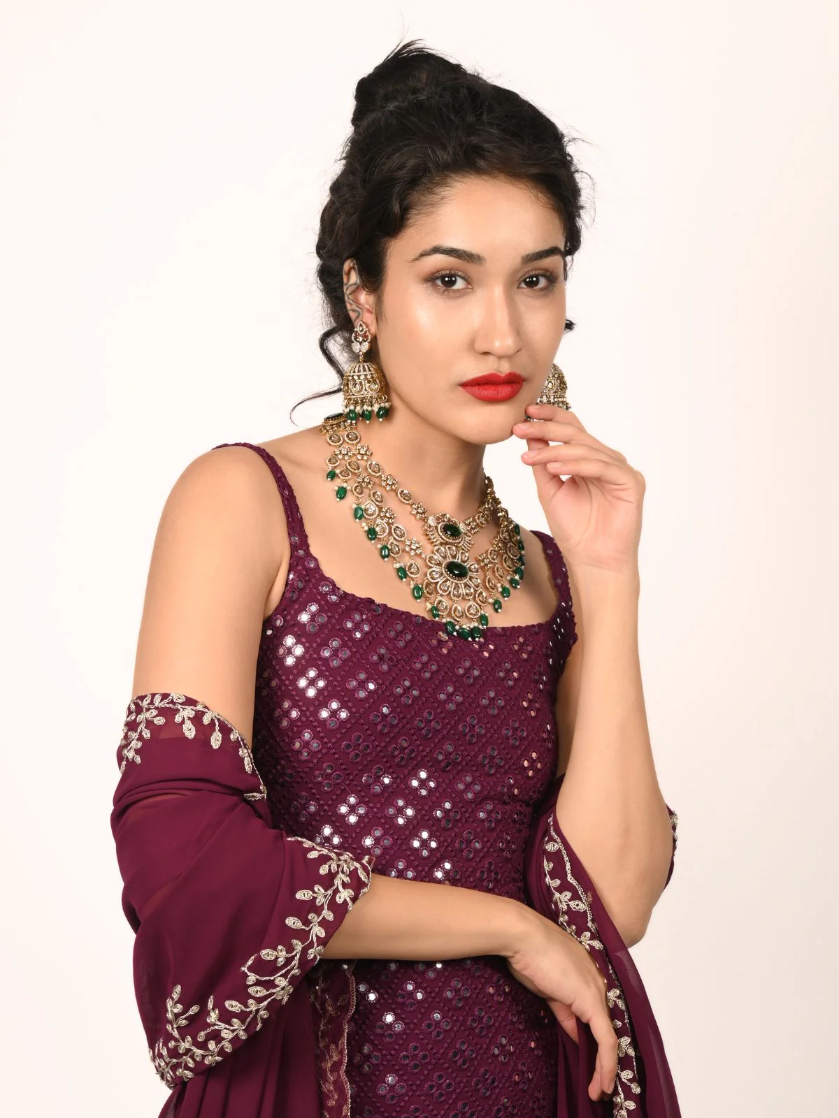 Odette Green Alloy Embellished Jewellery Set For Women - Image 2