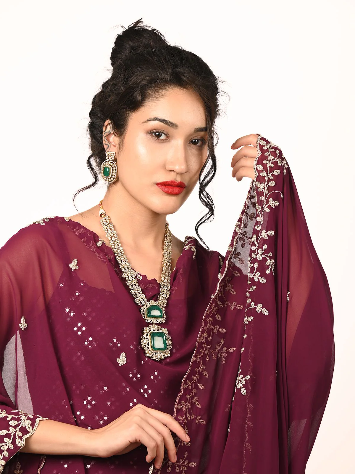 Odette Green Alloy Embellished Jewellery Set For Women - Image 2