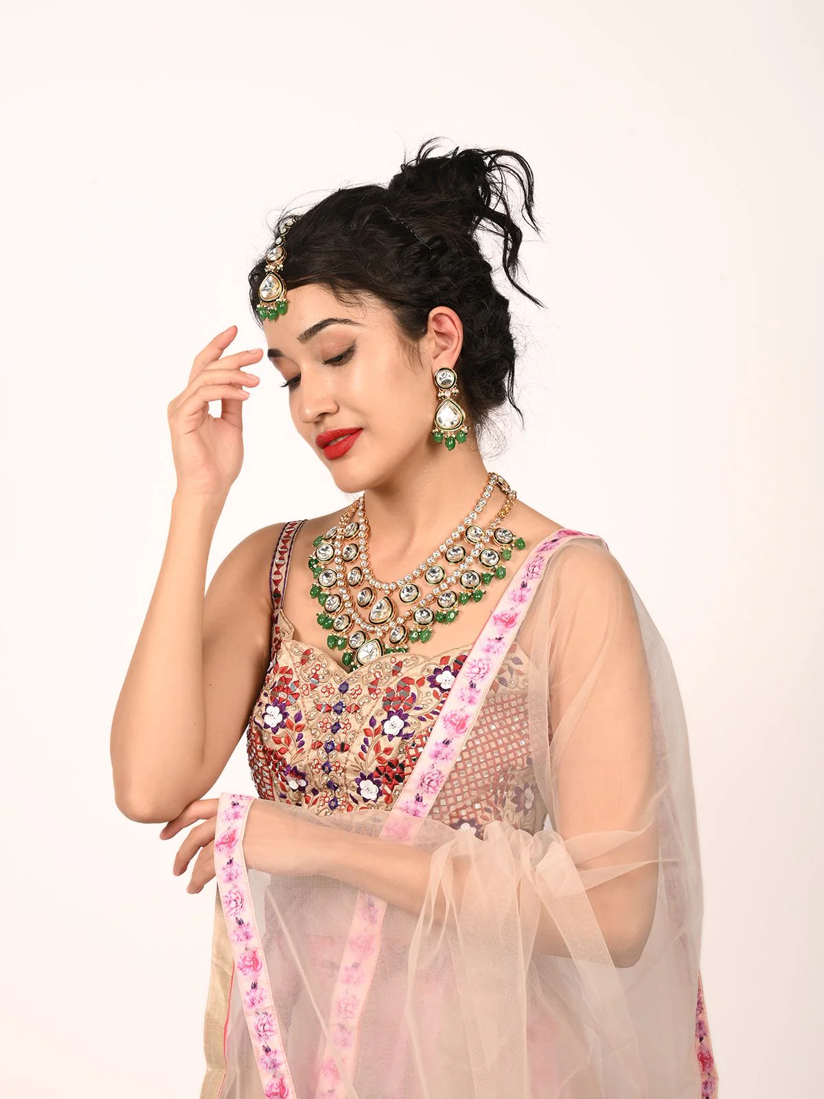 Odette Green Alloy Embellished Jewellery Set For Women - Image 2
