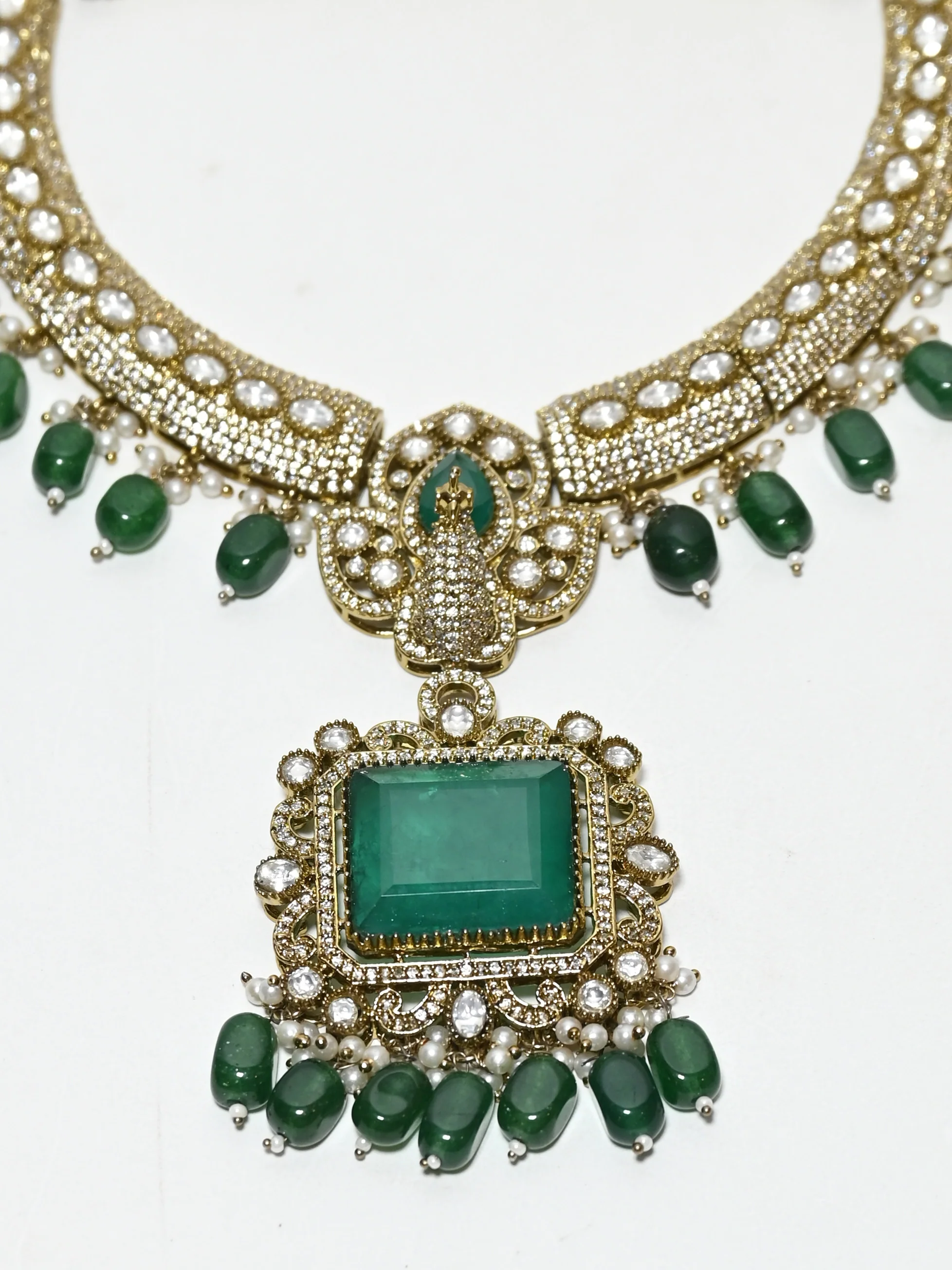 Odette Green Alloy Stone Jewellery Set For Women - Image 4