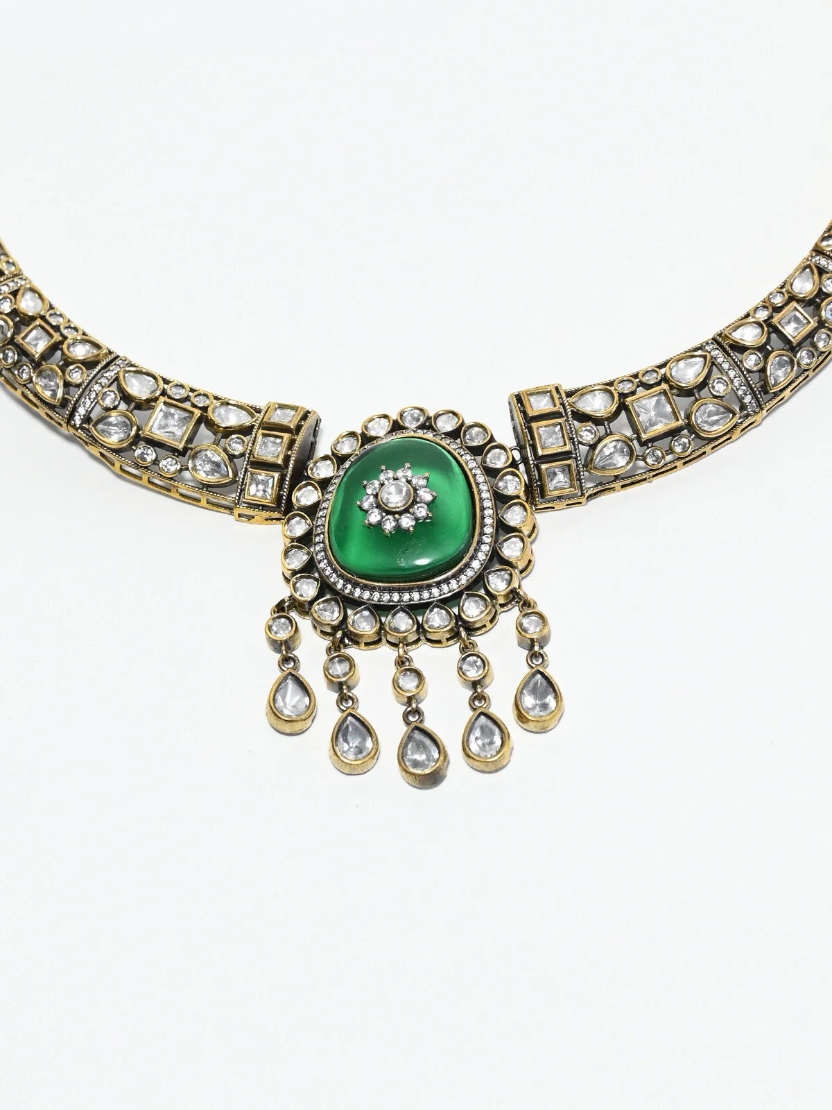Odette Green Alloy Stone Jewellery Set For Women - Image 4