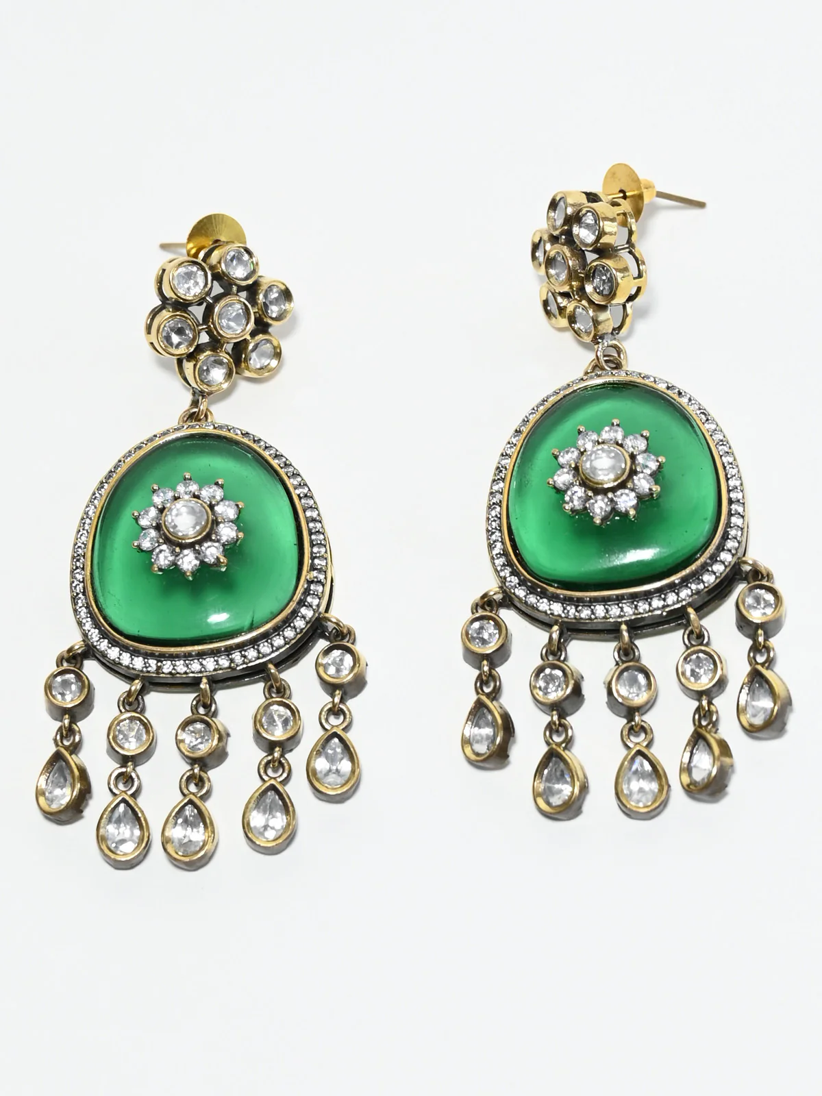 Odette Green Alloy Stone Jewellery Set For Women - Image 5