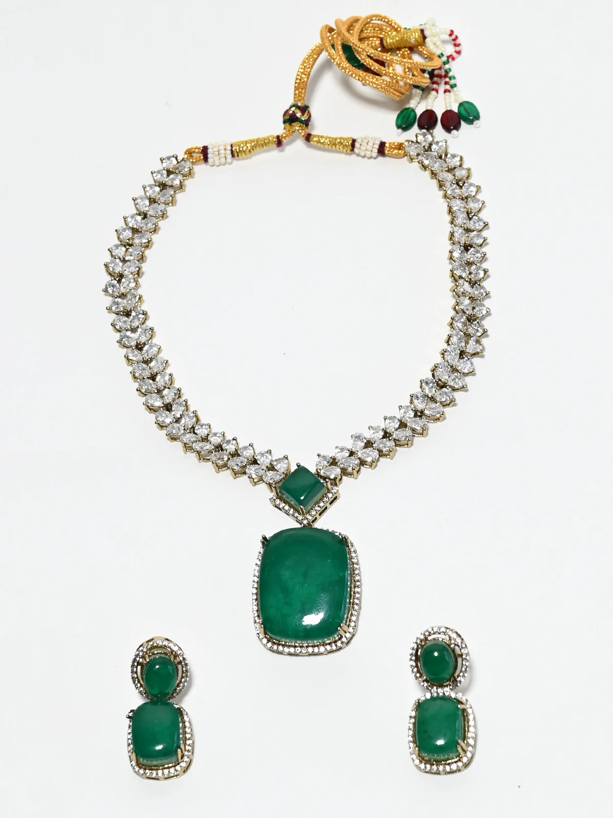 Odette Green Alloy Stone Jewellery Set For Women - Image 2