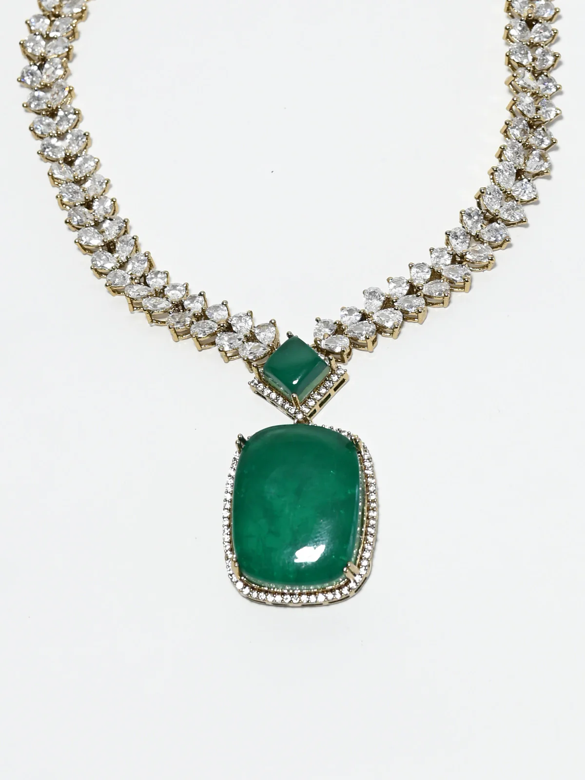Odette Green Alloy Stone Jewellery Set For Women - Image 4