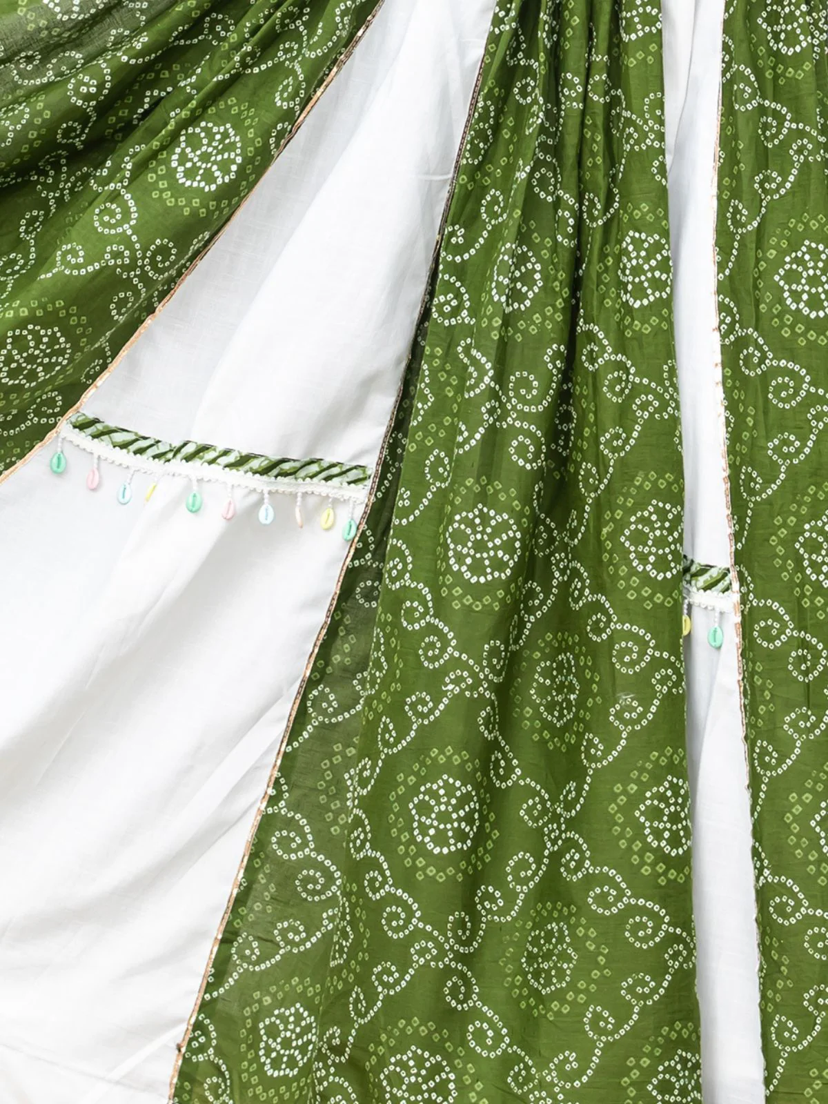 Odette Green And White Printed Cotton Stitched Lehenga With Blouse For Women - Image 7