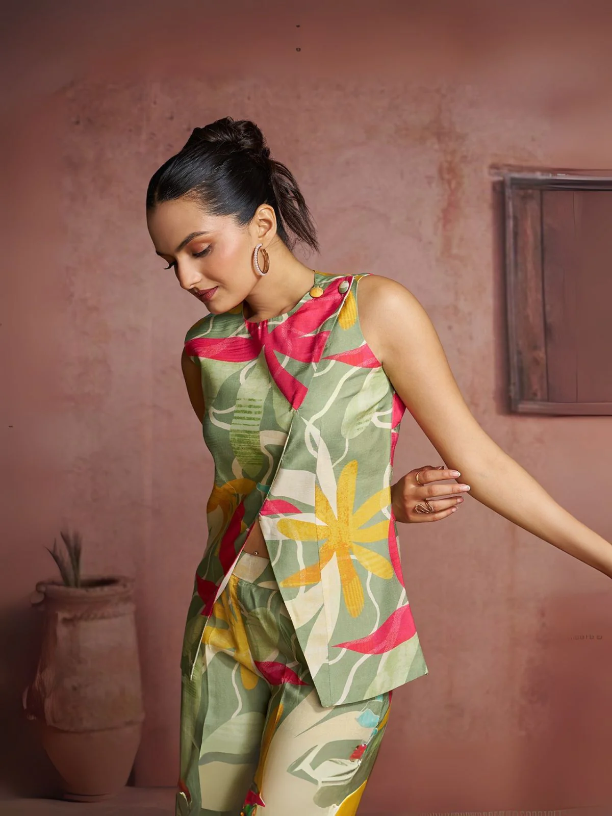 Odette Green Cotton Blend Printed Co-ord Set For Women - Image 7