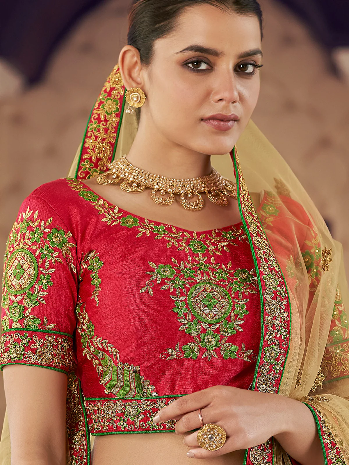 Odette Green Embroidered Art Silk Semi Stitched Lehenga With Blouse For Women - Image 4