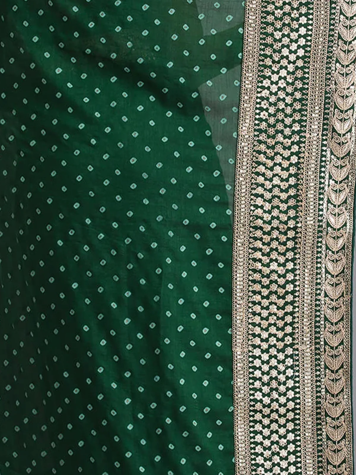Odette Green Embroidered Georgette Saree With Unstitched Blouse For Women - Image 7