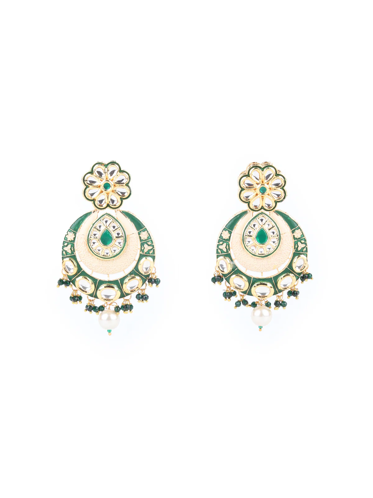 Odette Green Faux Pearls Embellished Kundan Neck Piece For Women - Image 5