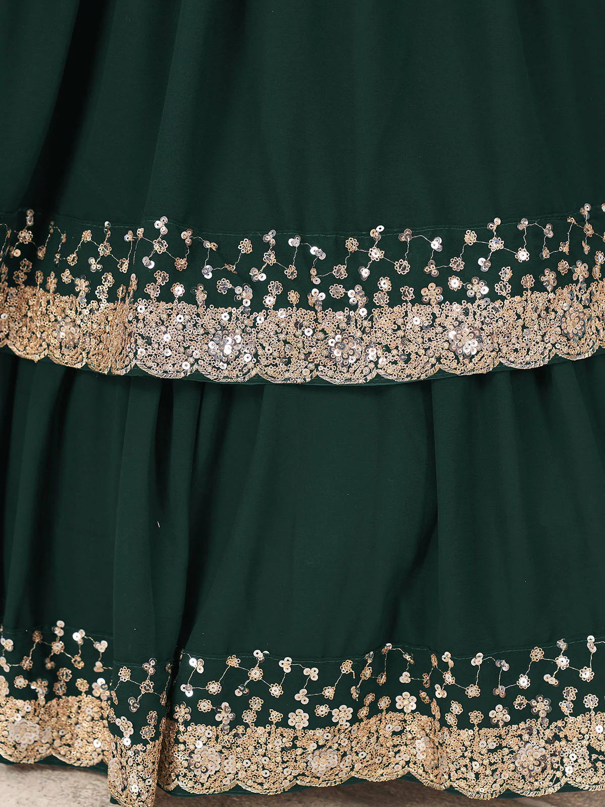 Odette Green Georgette Embellished Semi Stitched Lehenga With Unstitched Blouse For Women - Image 5