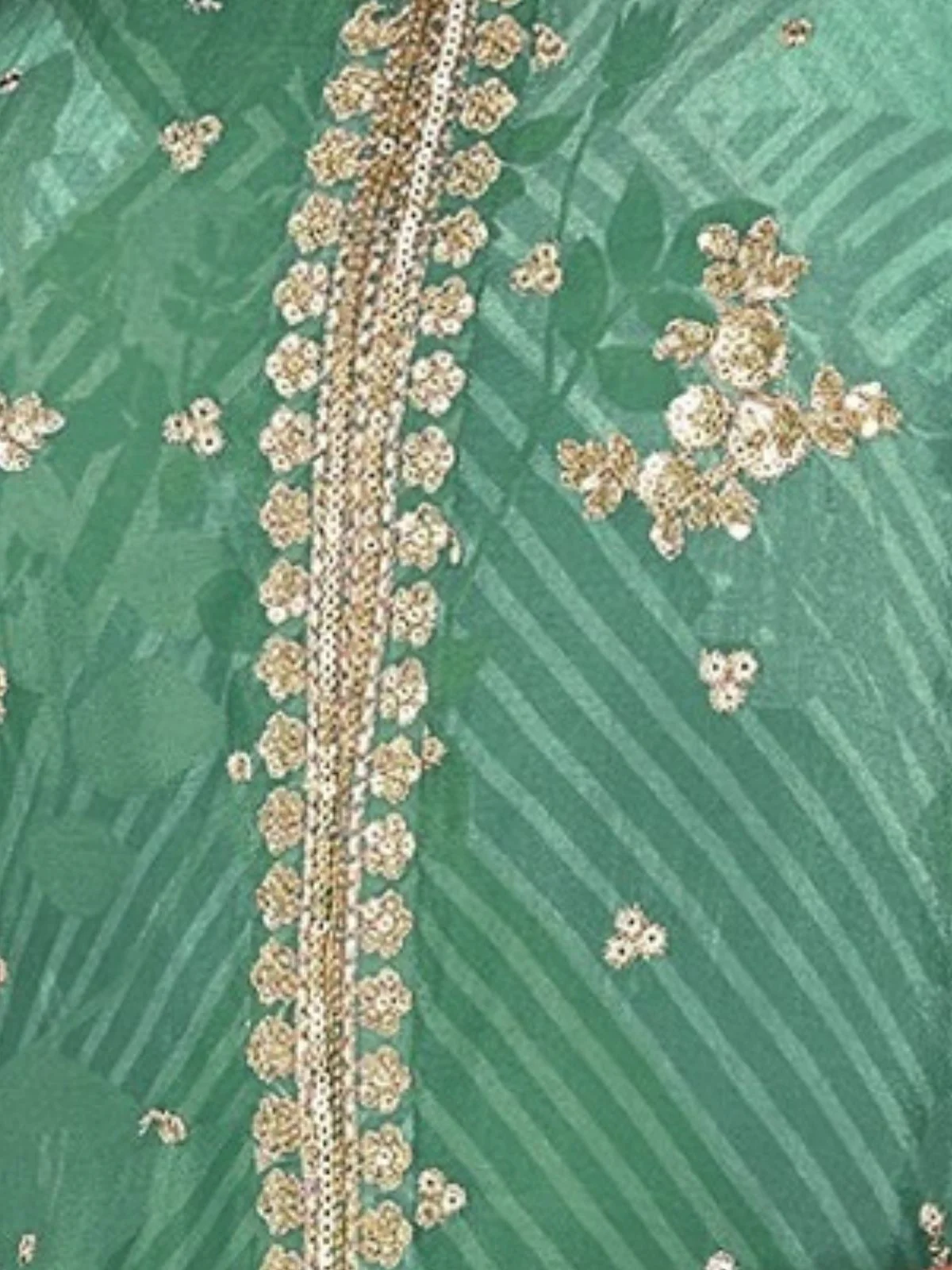 Odette Green Georgette Embellished Stitched Kurta Set For Women - Image 3