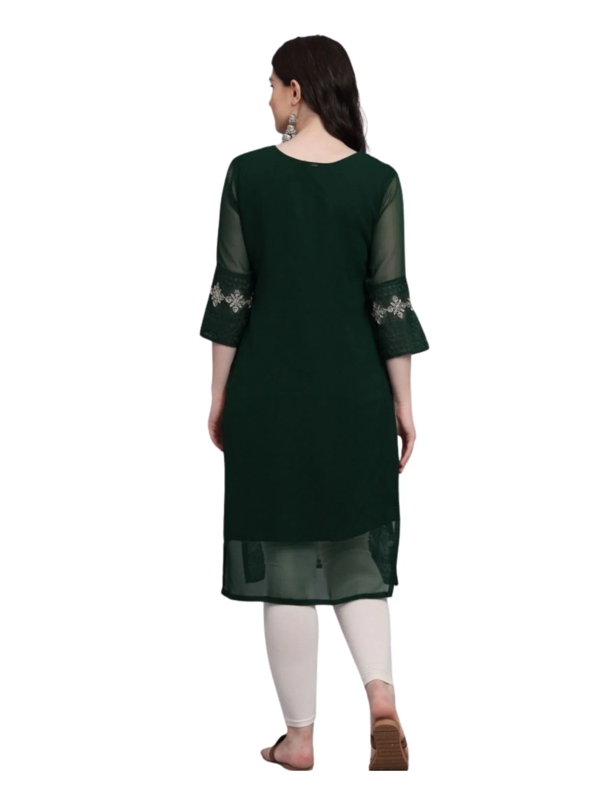 Odette Green Georgette Embroidered Kurti For Women - Image 3