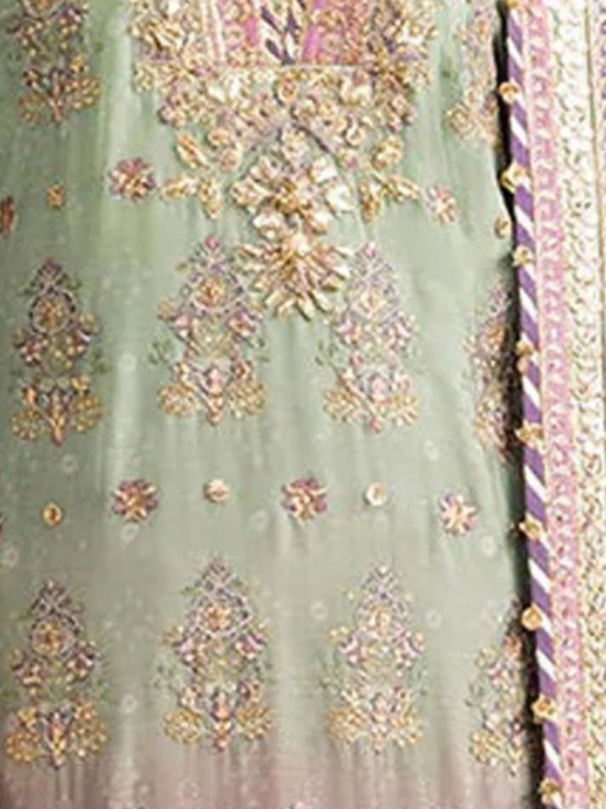 Odette Green Georgette Embroidered Semi-Stitched Kurta Set For Women - Image 3