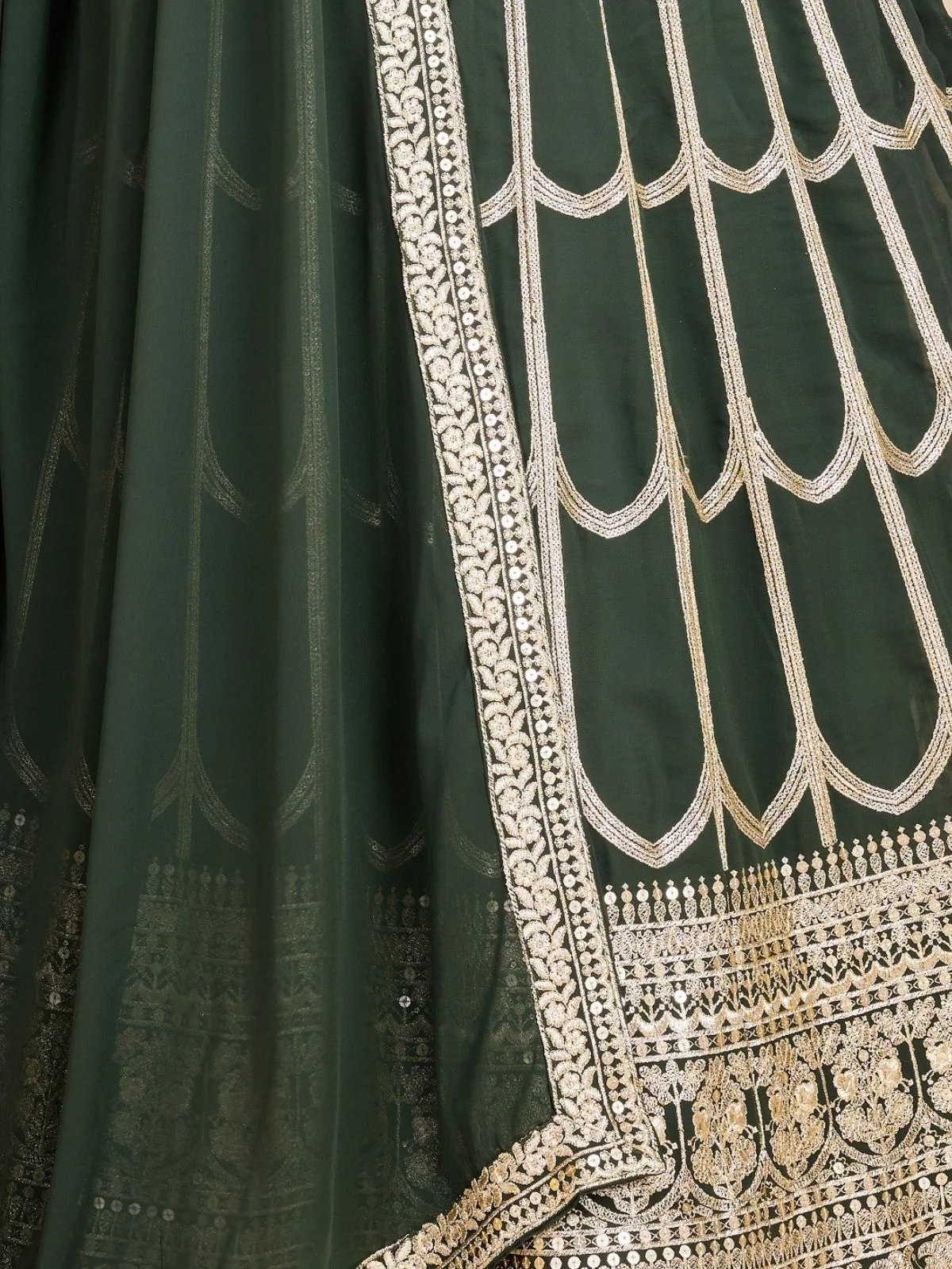 Odette Green Georgette Embroidered Semi-Stitched Lehenga For Women - Image 7