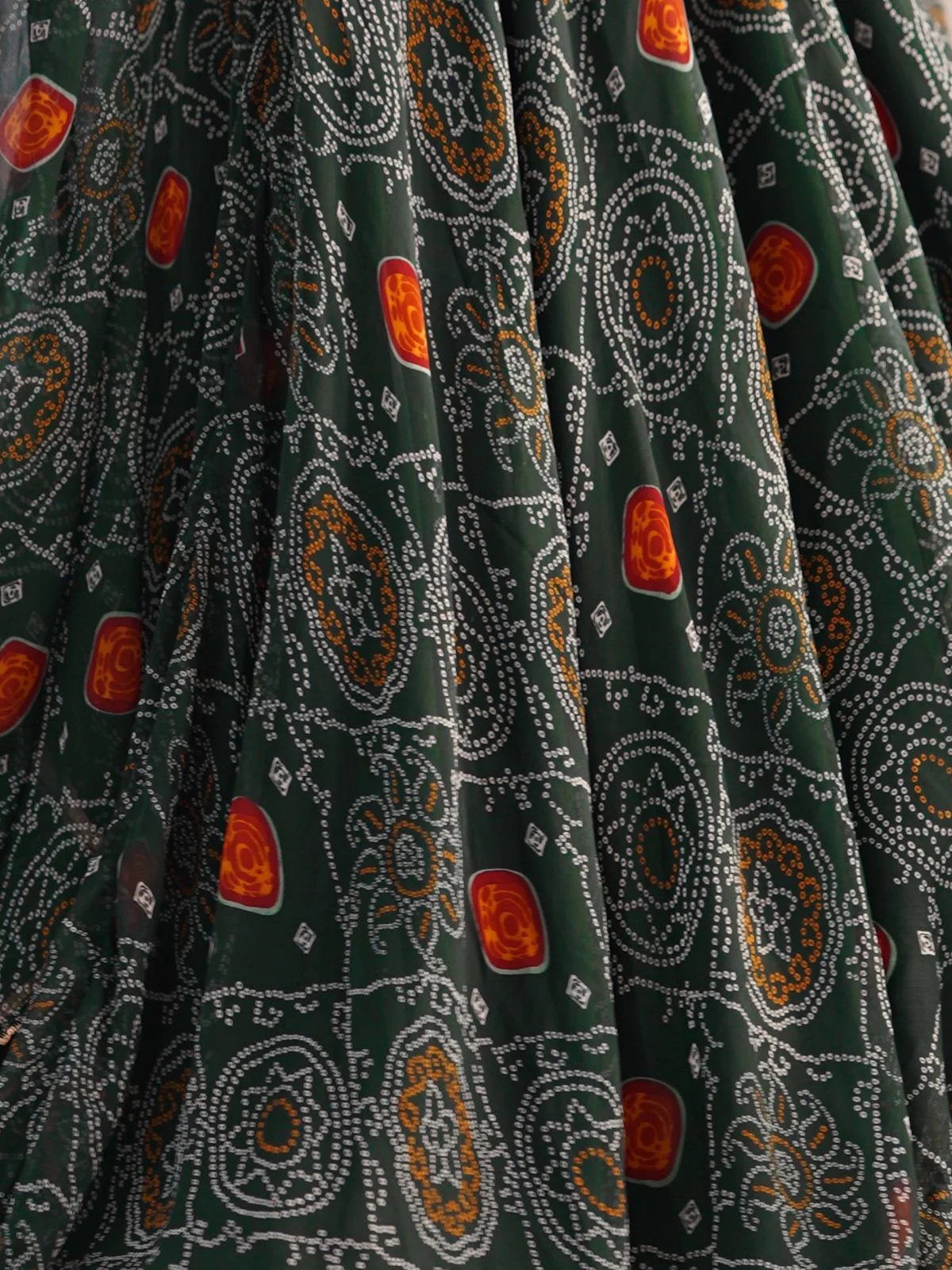 Odette Green Georgette Printed Kurta Set For Women - Image 6