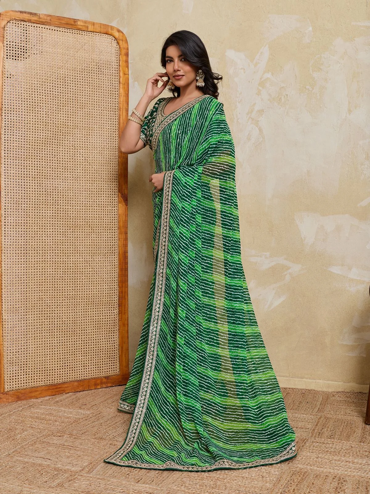 Odette Green Georgette Printed Saree For Women - Image 2