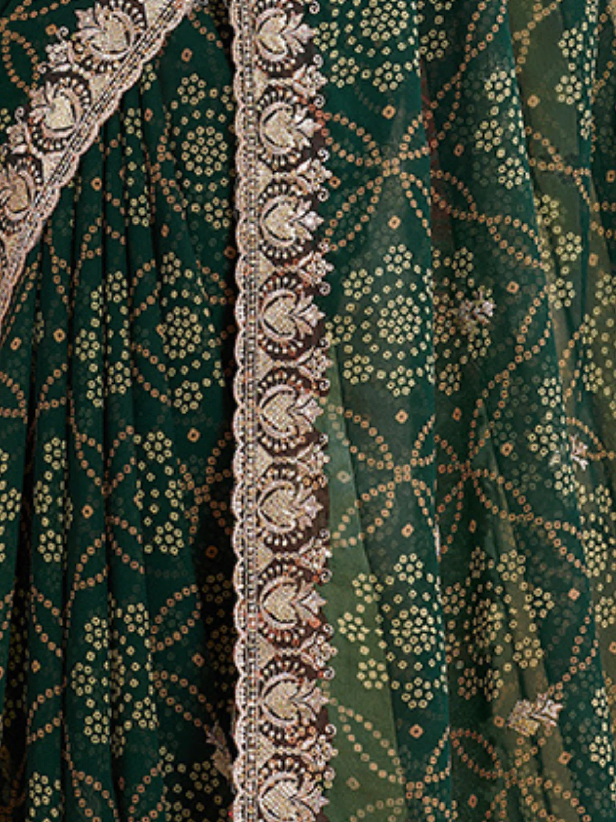 Odette Green Georgette Printed Saree For Women - Image 5