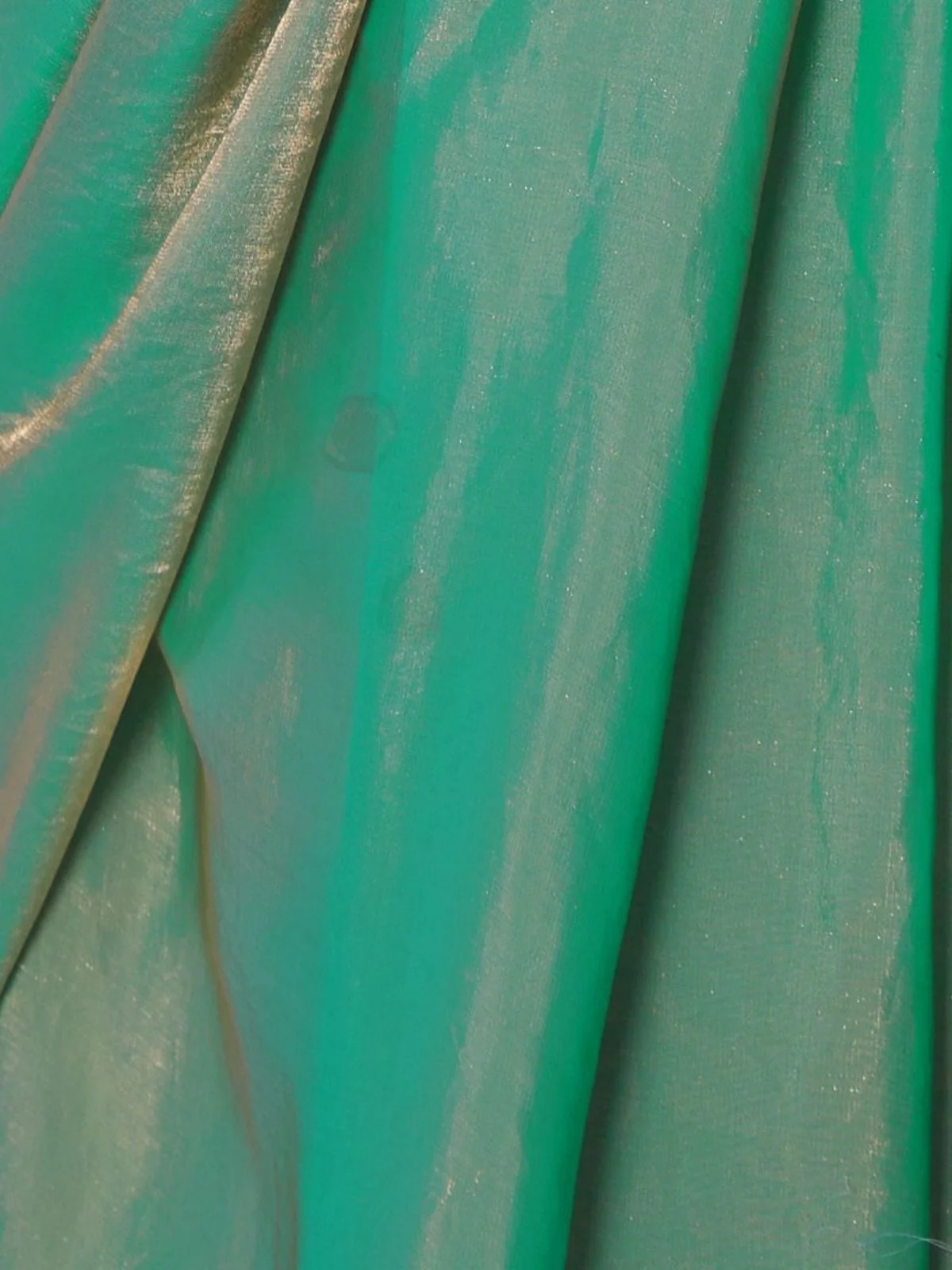 Odette Green Gold Organza Beads Saree With Unstitched Blouse For Women - Image 6