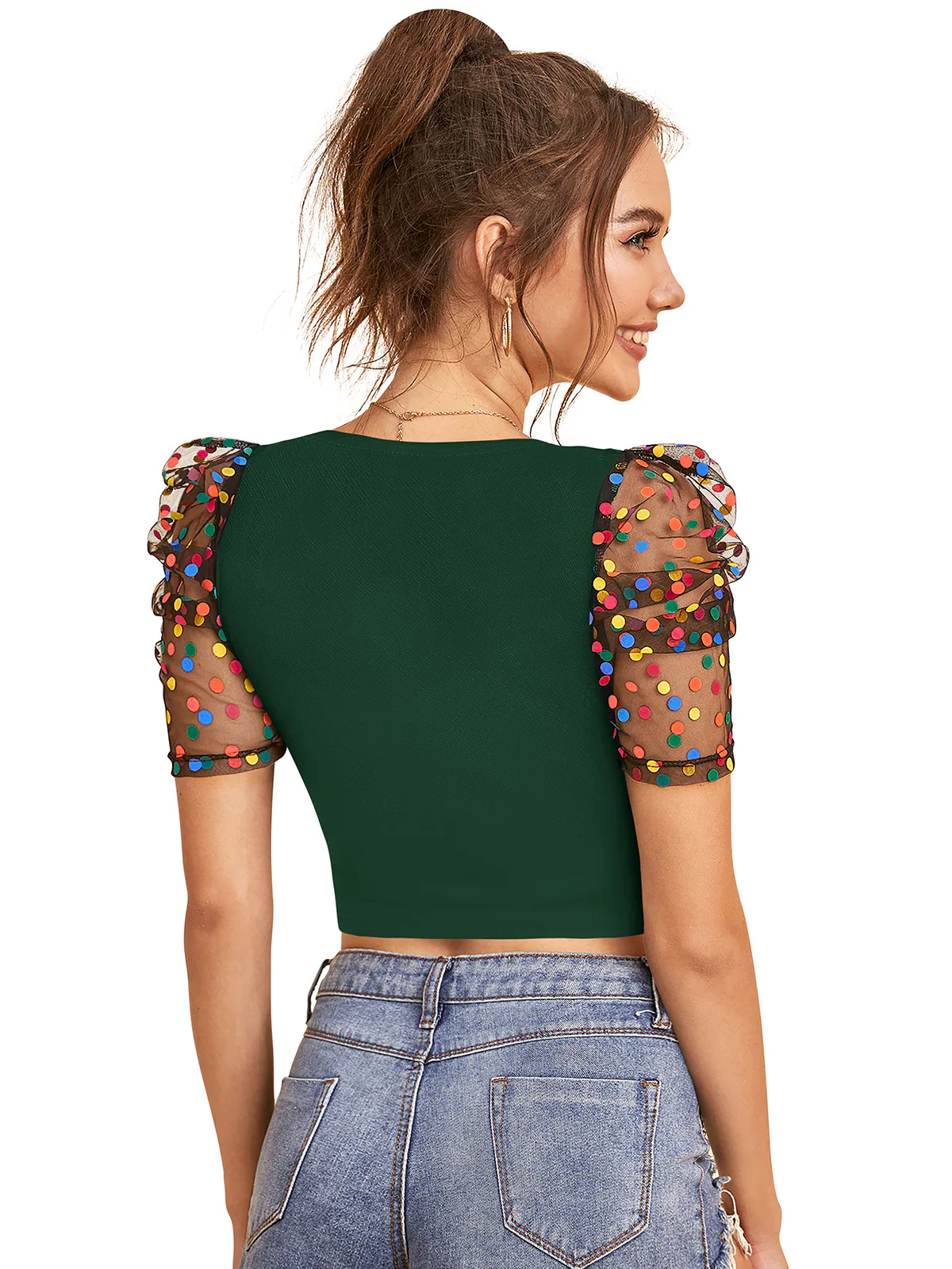 Odette Green Knit Fabric Top For Women - Image 4