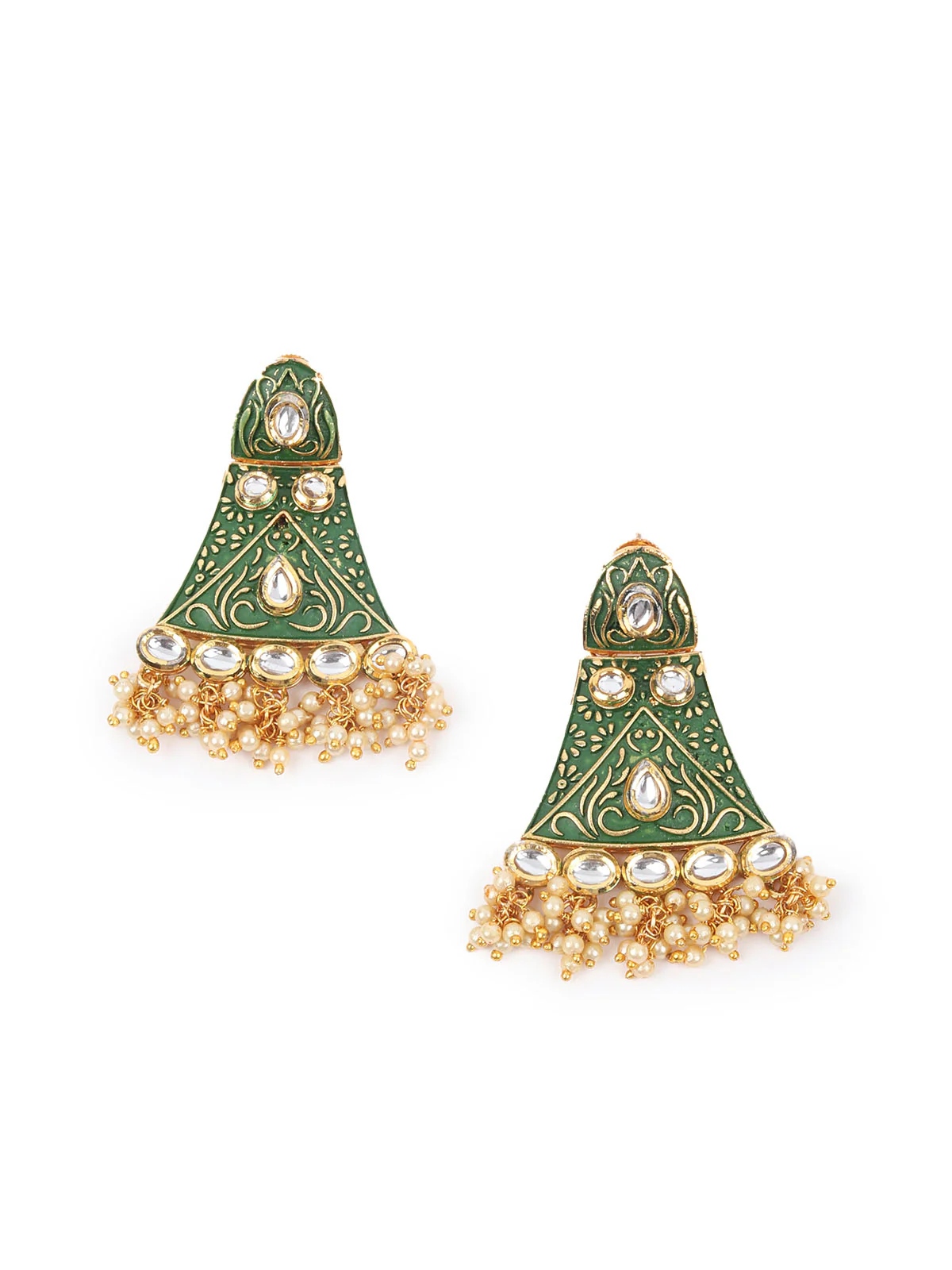 Odette Green Meenakari Dangler Earring For Women - Image 2