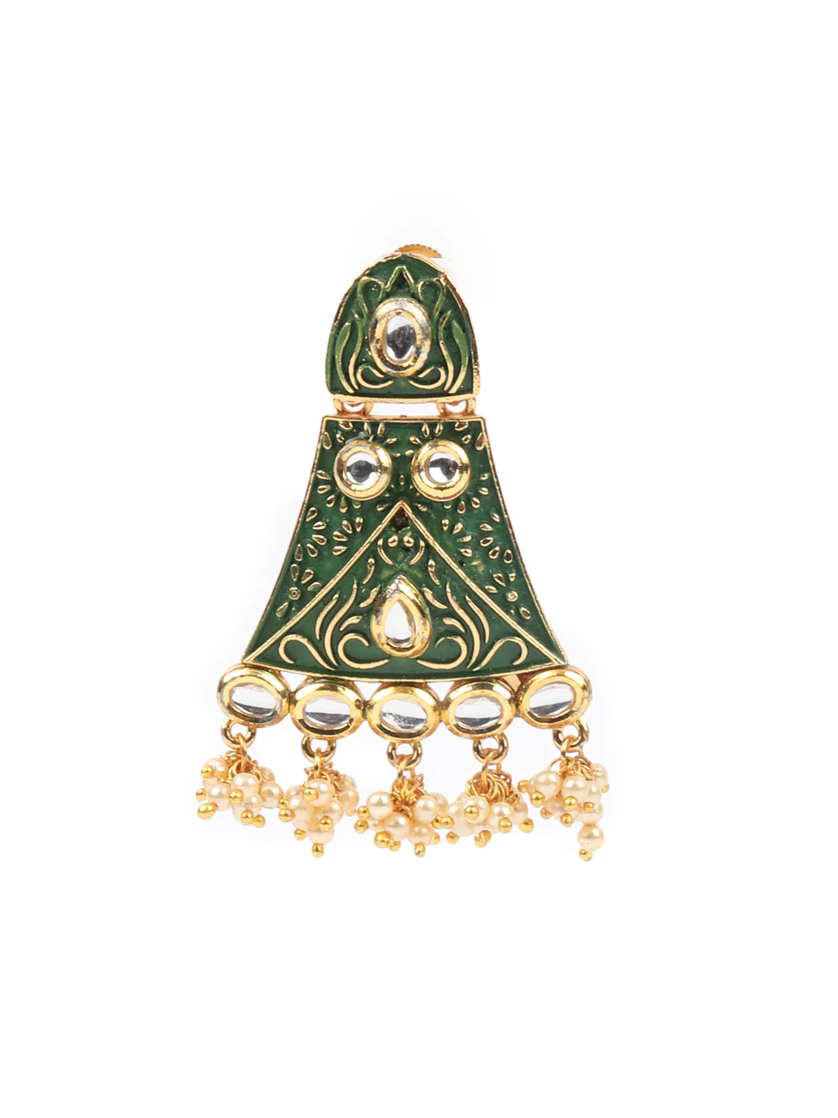 Odette Green Meenakari Dangler Earring For Women - Image 3