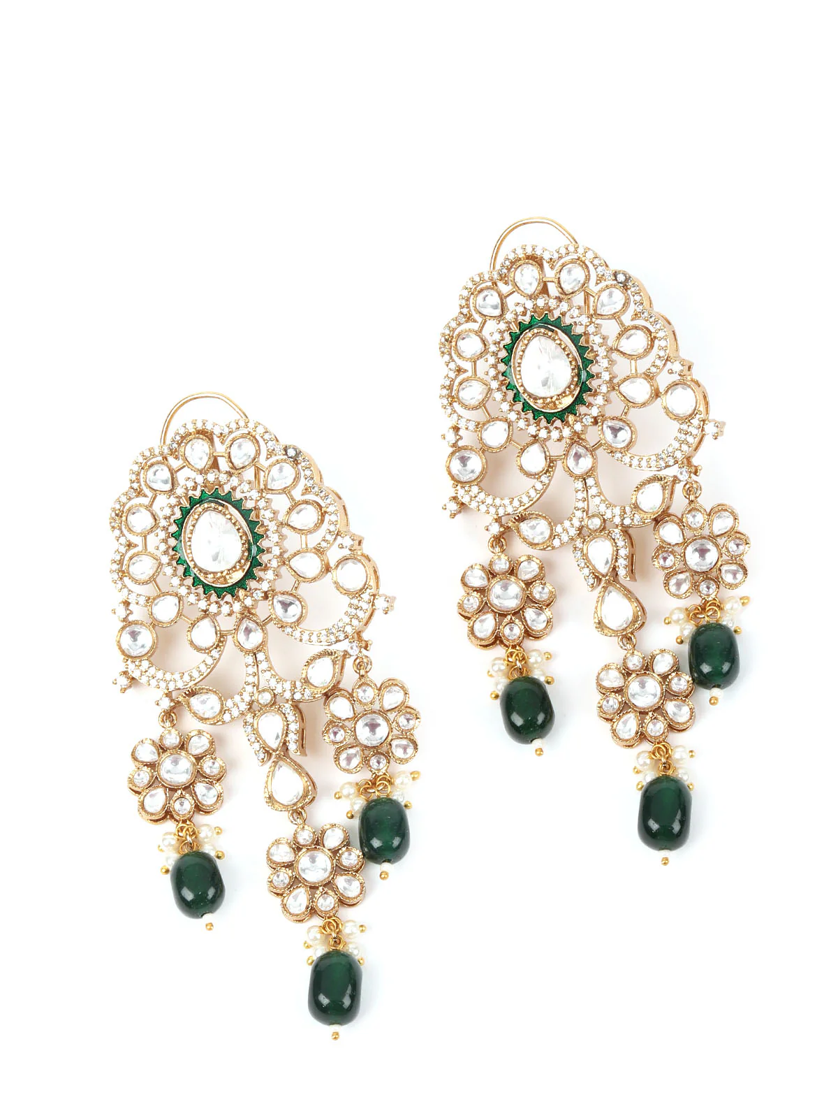 Odette Green Mixed Metal Embellished Gold Plated Neckpiece Set For Women - Image 6