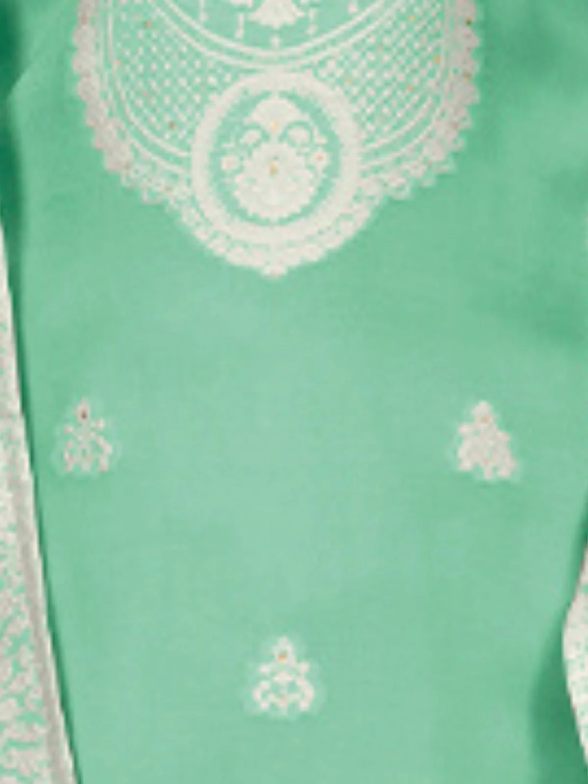 Odette Green Organza Embroidered Semi-Stitched Kurta Set For Women - Image 3
