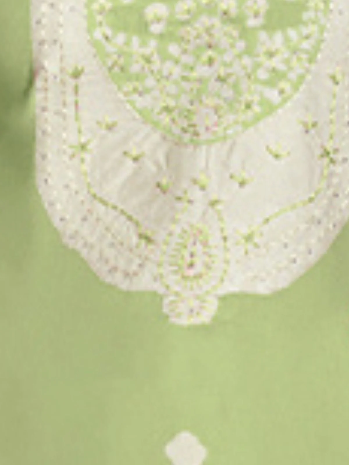 Odette Green Organza Embroidered Semi-Stitched Kurta Set For Women - Image 3