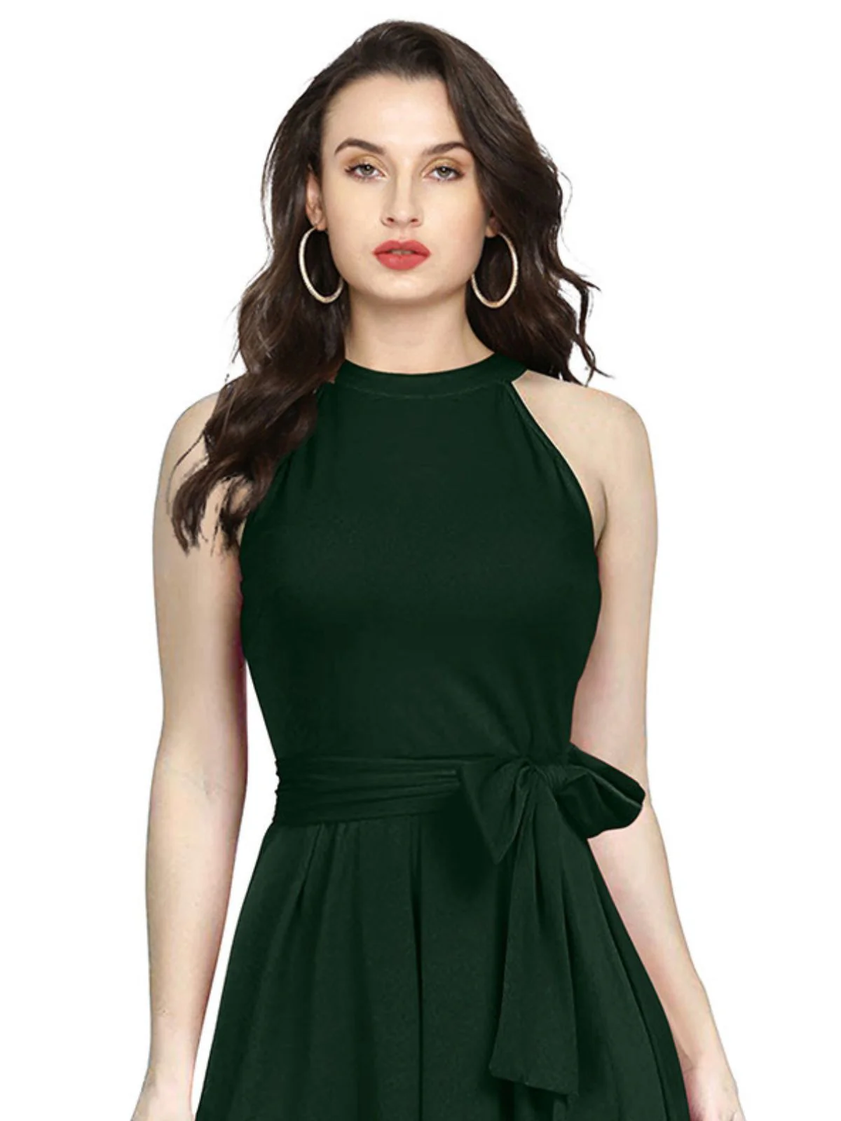 Odette Green Polyester High Low Dress For Women - Image 5