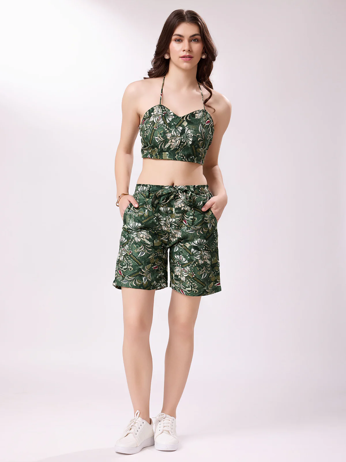 Odette Green Printed Cotton Blend Stitched Co-Ord Set For Women - Image 3