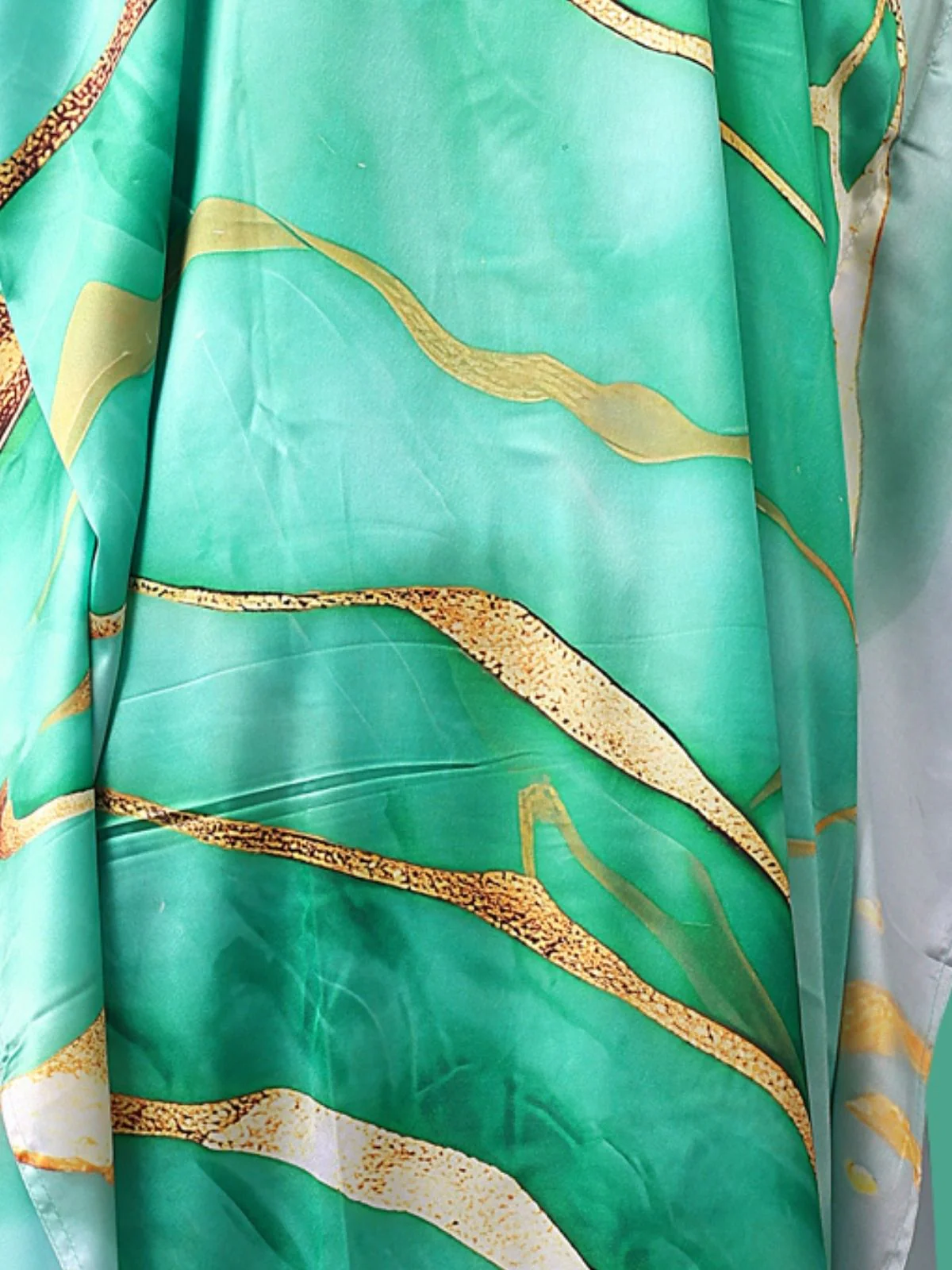 Odette Green Satin Printed Kaftan For Women - Image 5