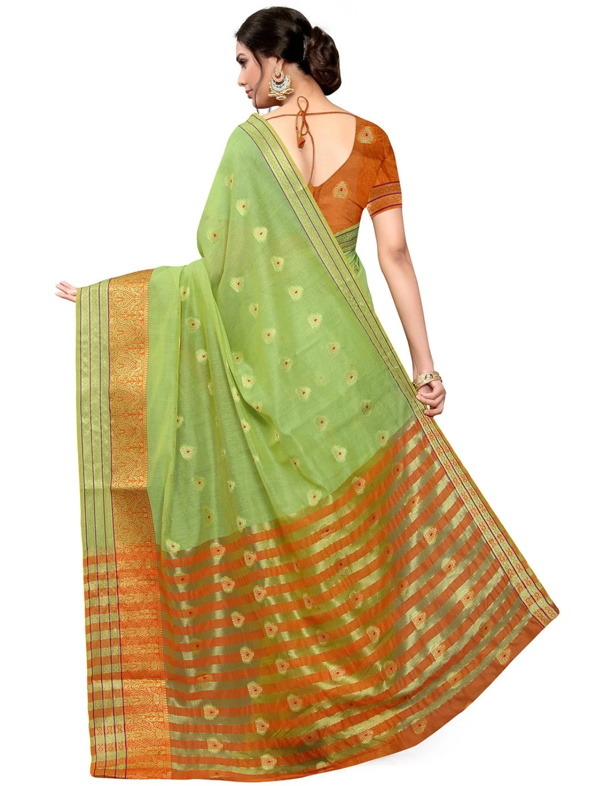 Odette Green Silk Blend Embellished Saree For Women - Image 4