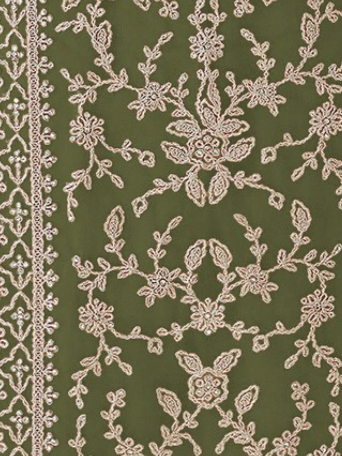 Odette Green Silk Blend Embroidered Semi Stitched Kurta Set For Women - Image 3