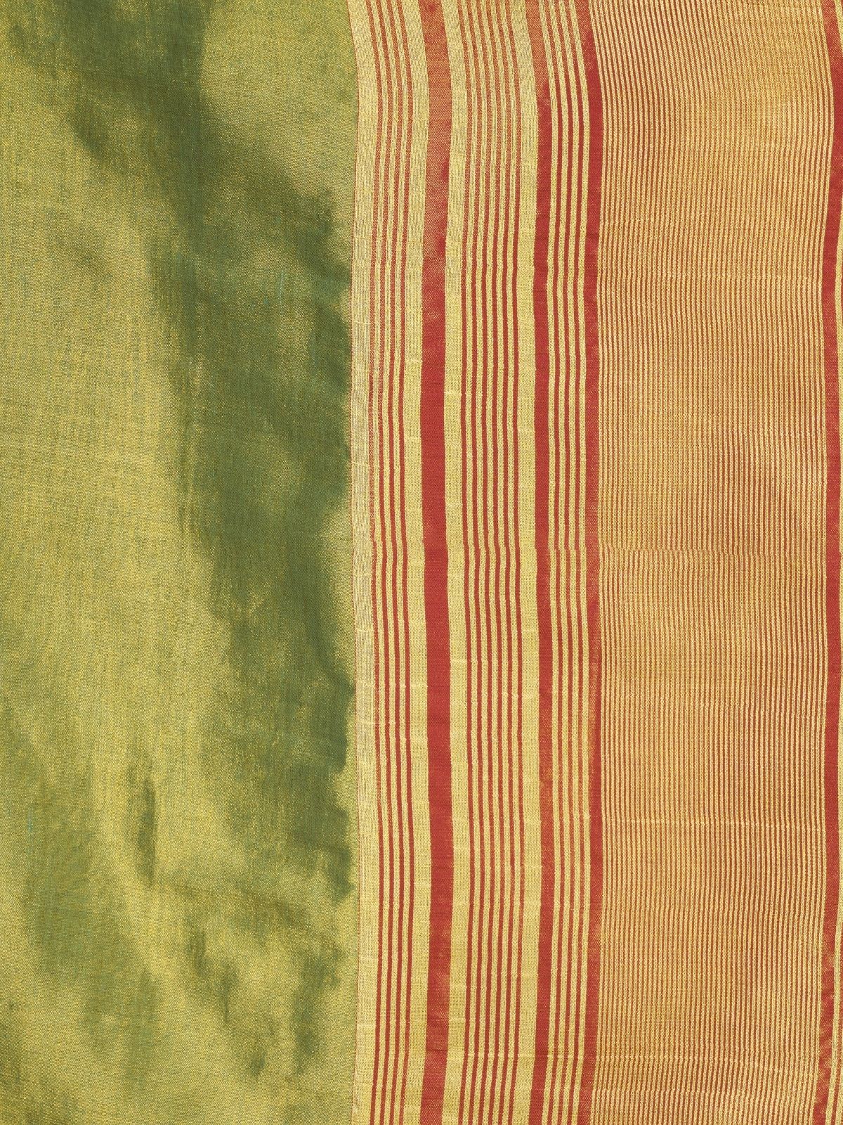Odette Green Silk Blend Woven Saree For Women - Image 6