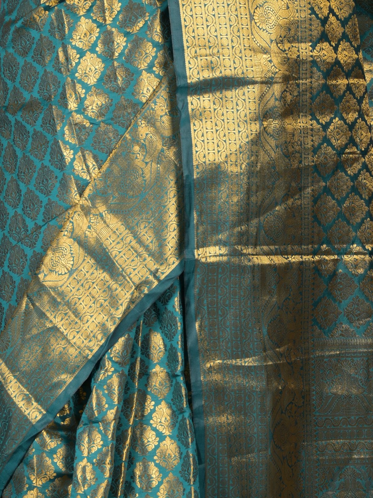 Odette Blue Silk Blend Woven Saree With Unstitched Blouse For Women - Image 5