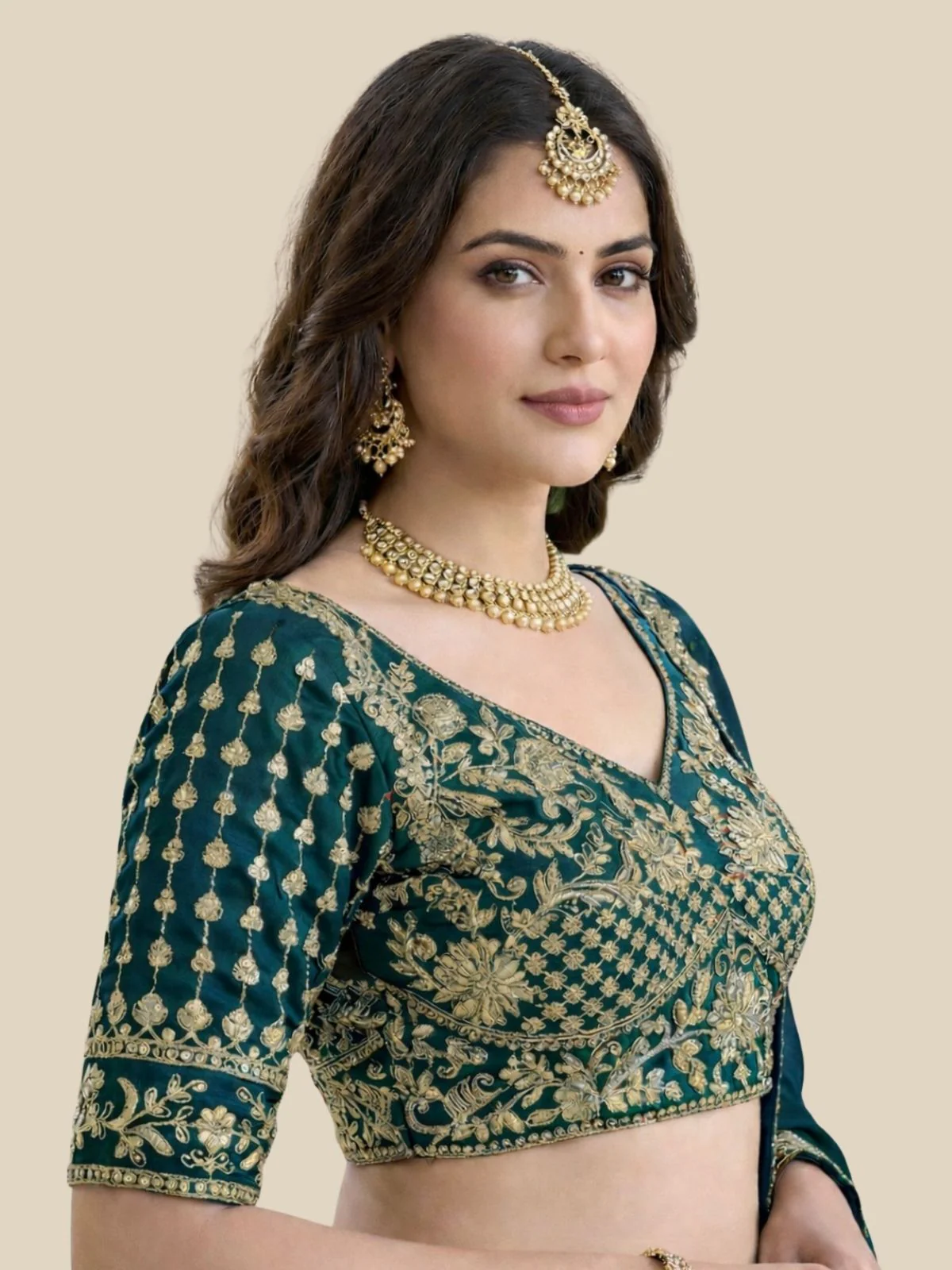 Odette Green Silk Embroidered Lehenga For Women - Image 4
