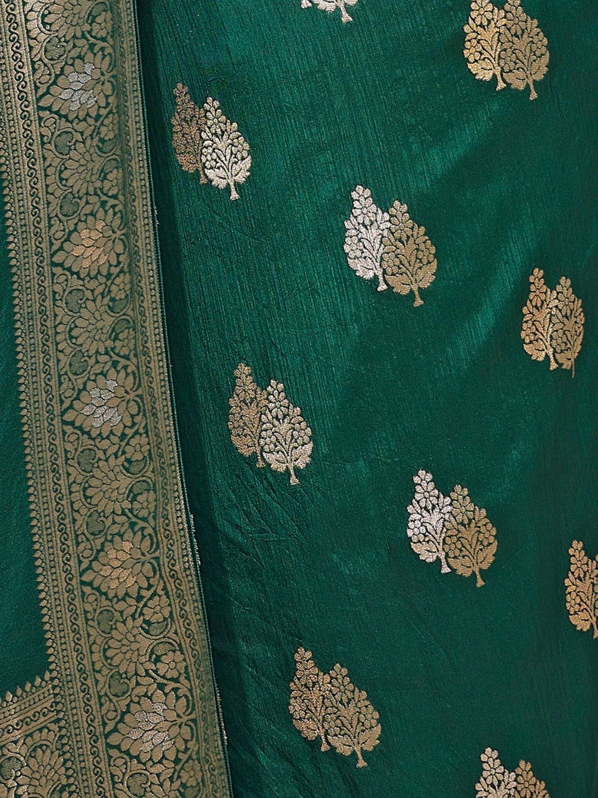Odette Green Silk Woven Saree For Women - Image 7