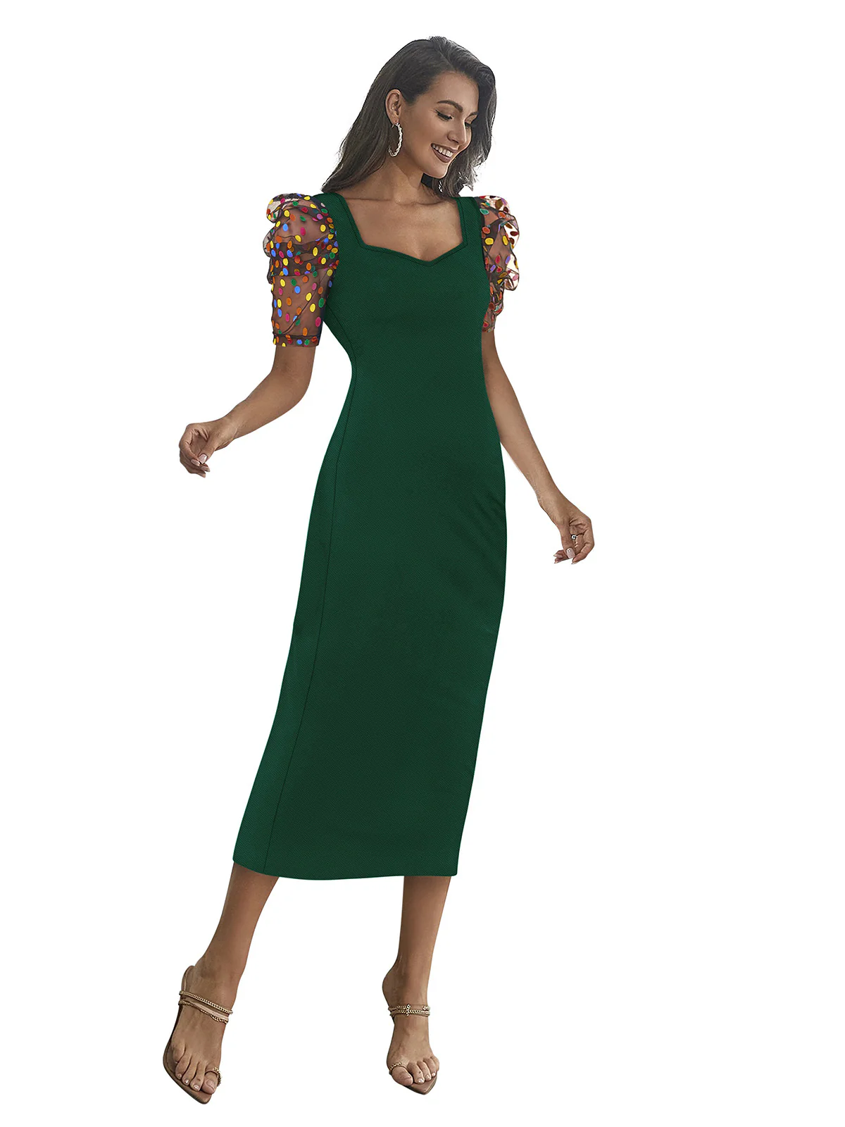 Odette Green Skater Knit Fabric Dress For Women - Image 2