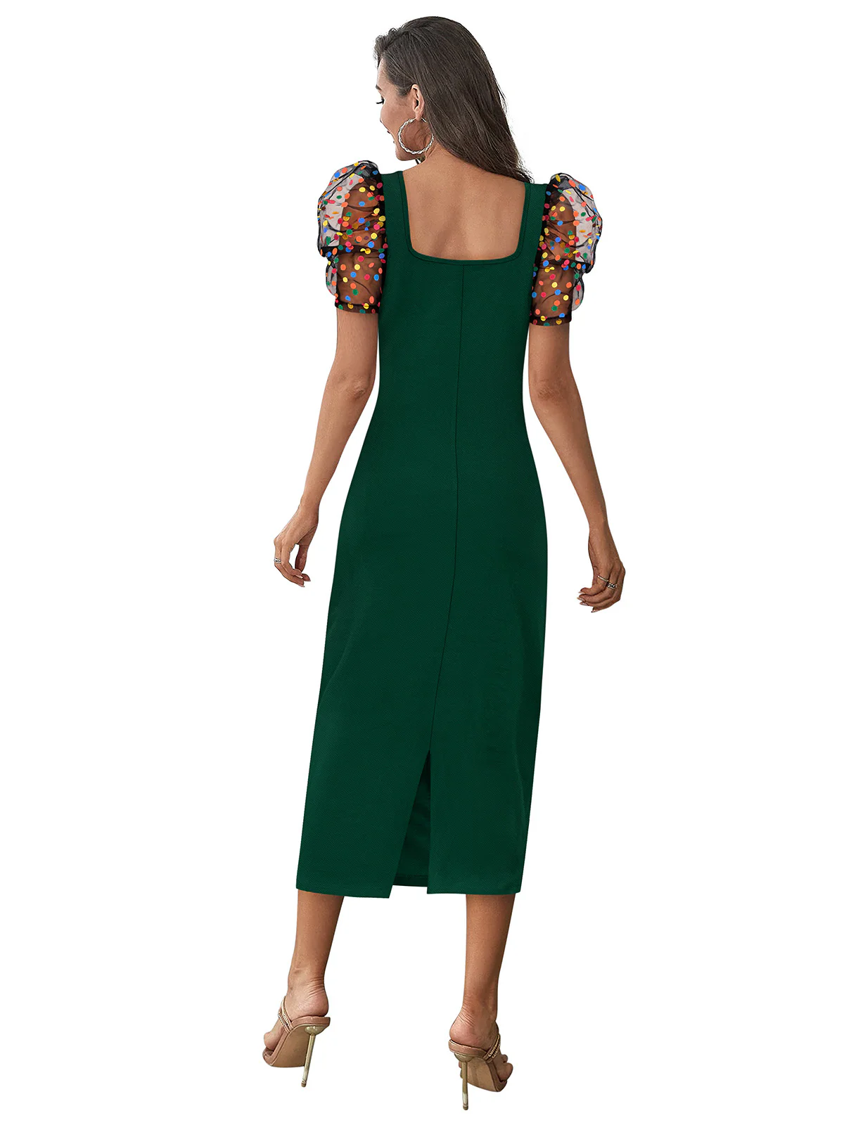 Odette Green Skater Knit Fabric Dress For Women - Image 4