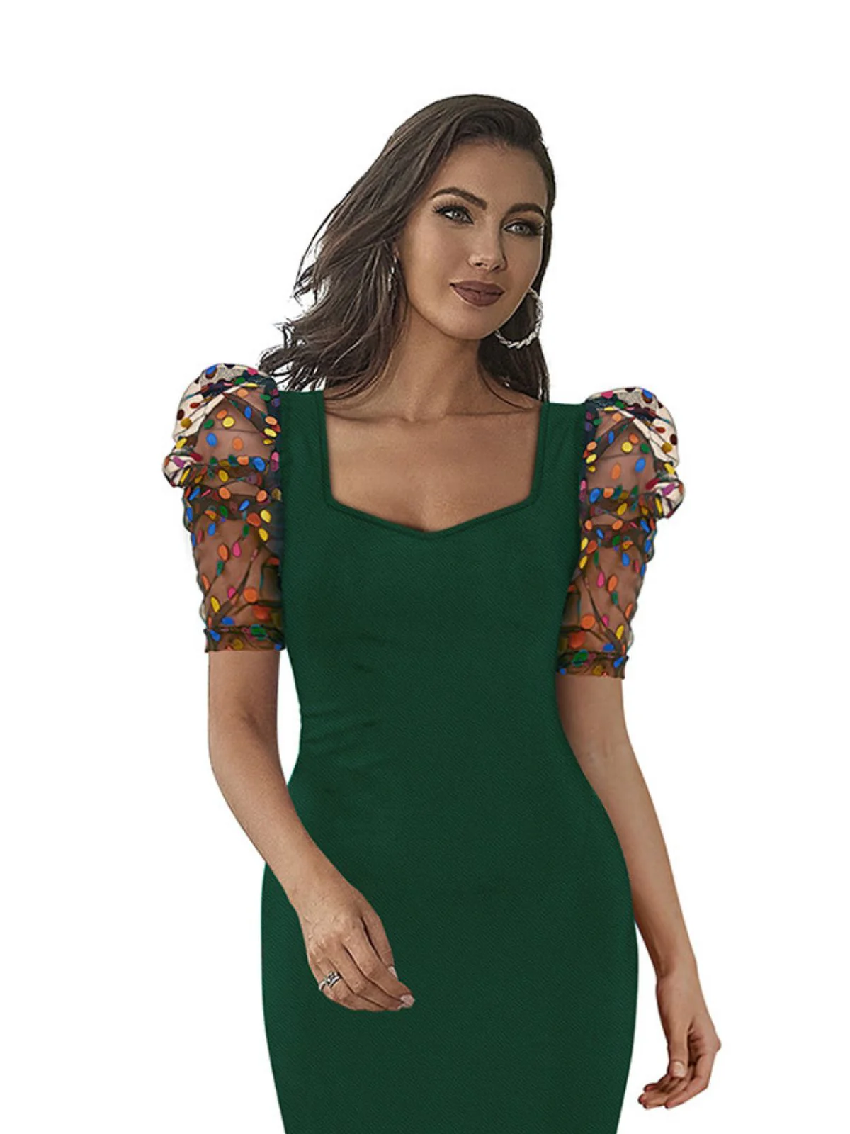 Odette Green Skater Knit Fabric Dress For Women - Image 5
