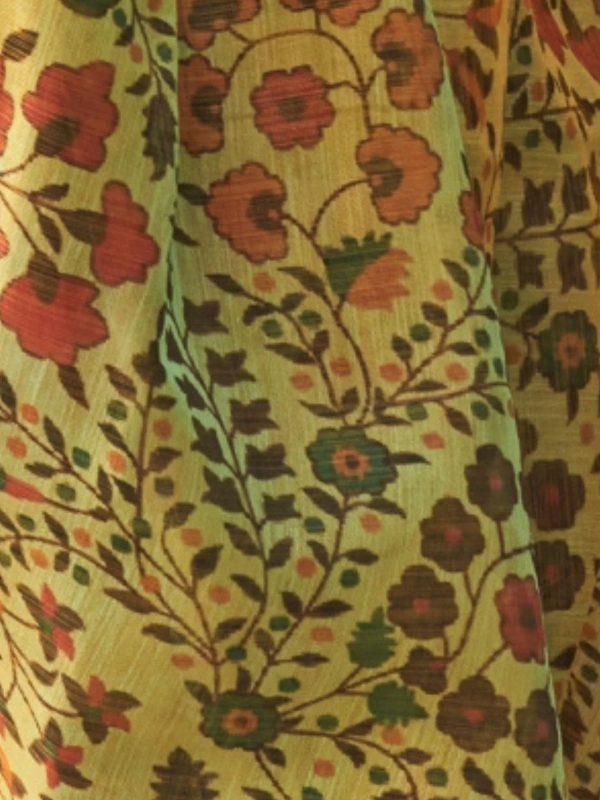 Odette Green Tissue Printed Saree With Unstitched Blouse For Women - Image 3